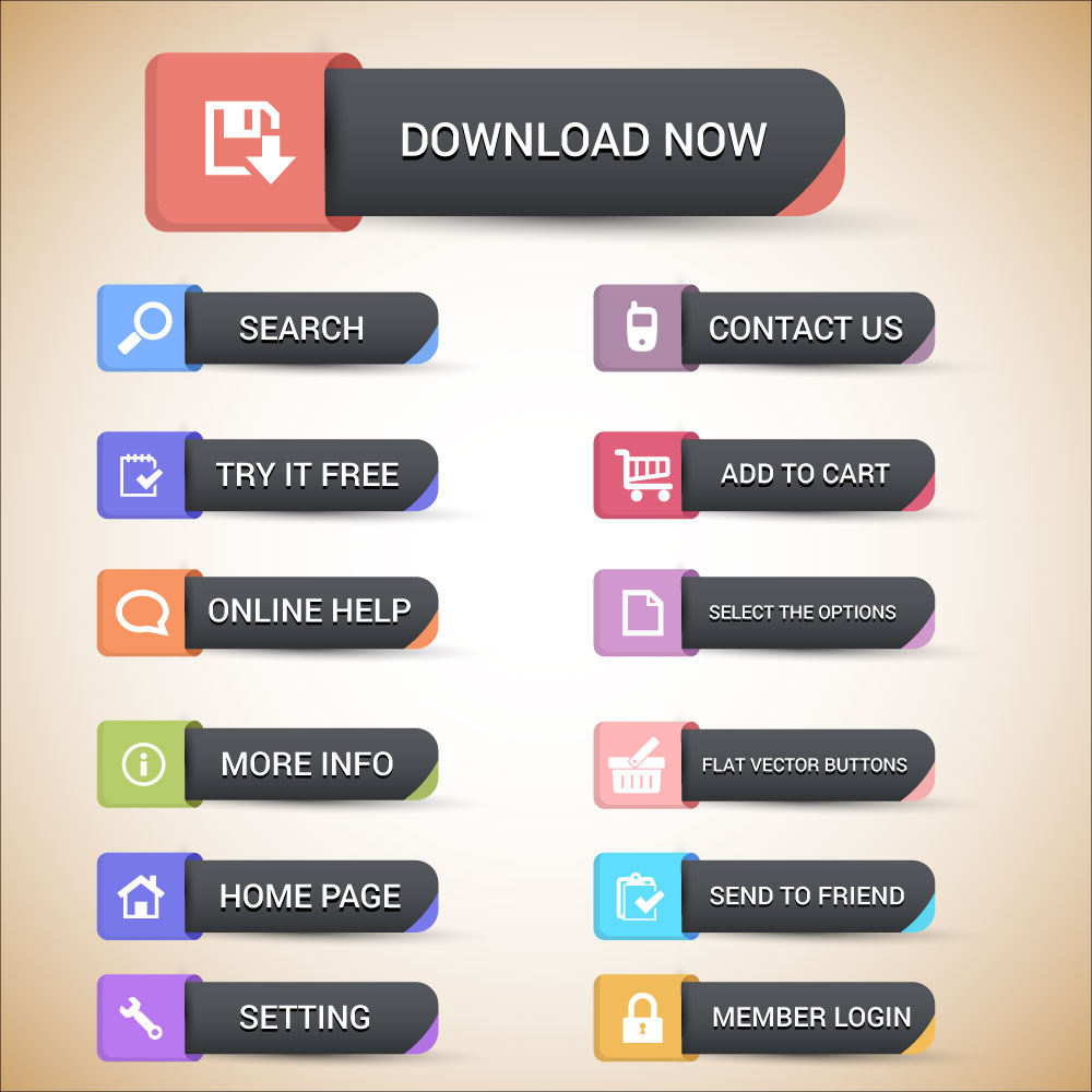 website buttons design with user interface illustration