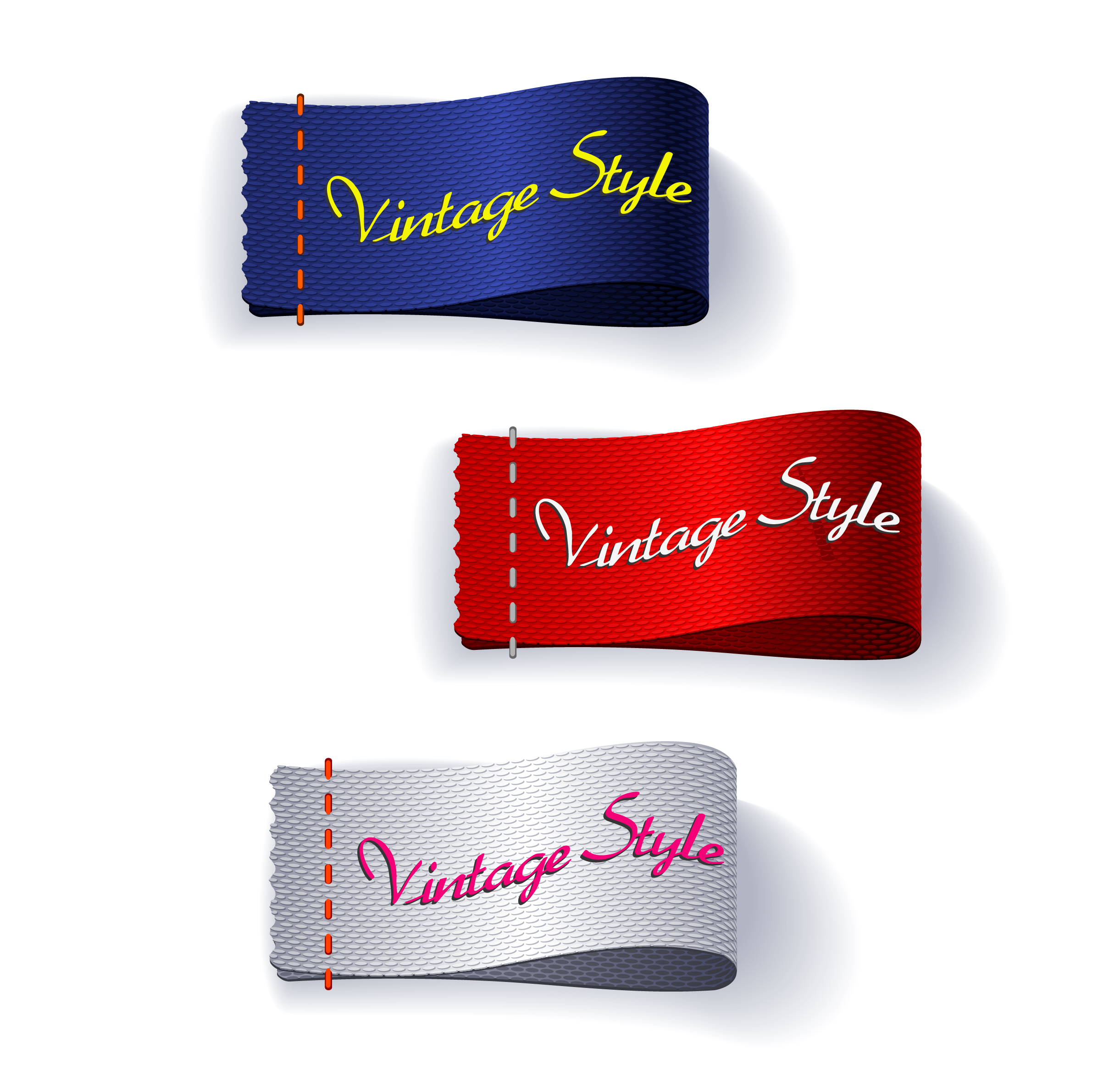 vintage style ribbons set illustration with multicolors