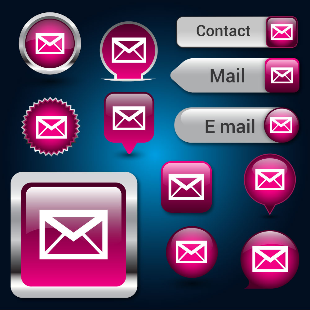 user interface buttons design with email background