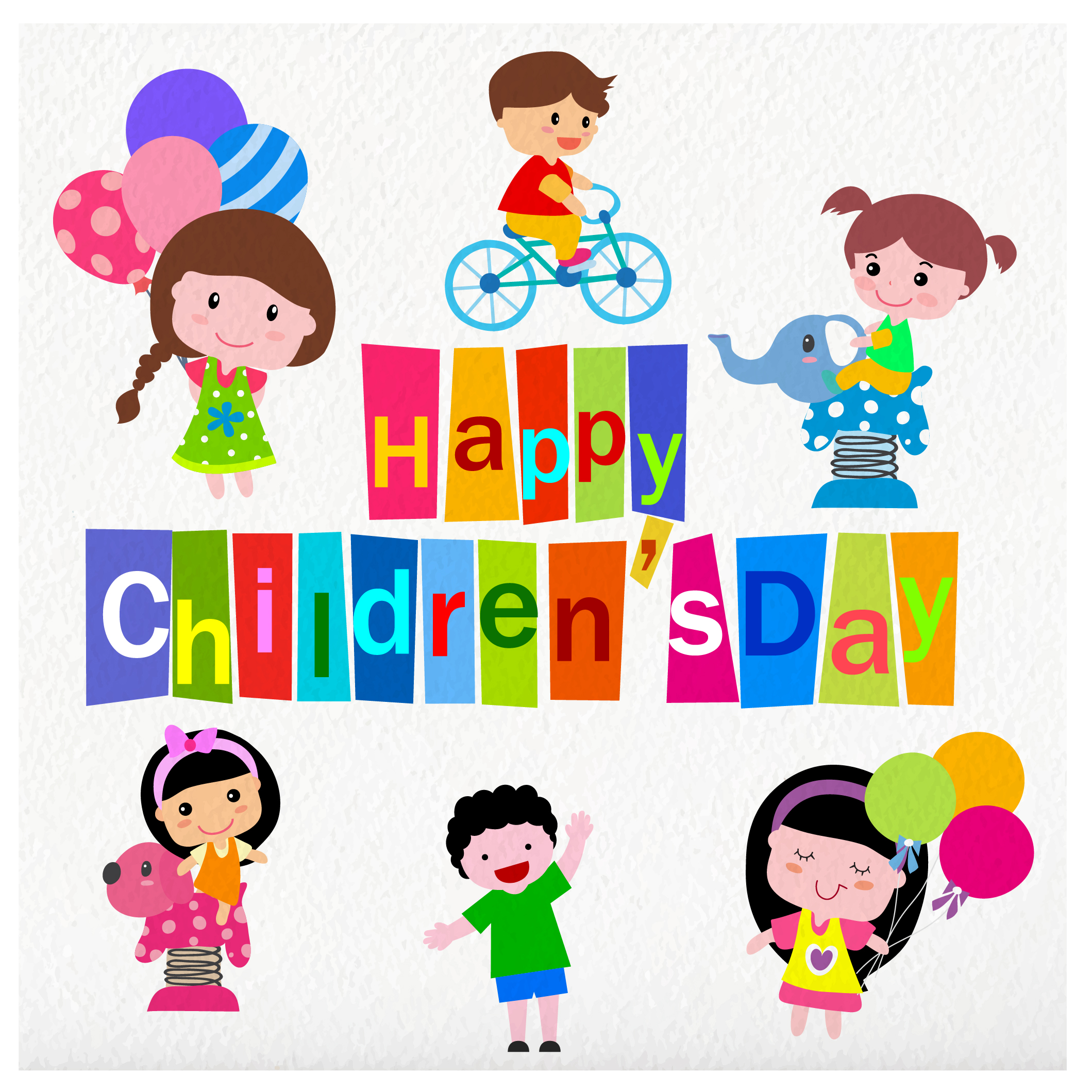 children day greeting card with cute drawings