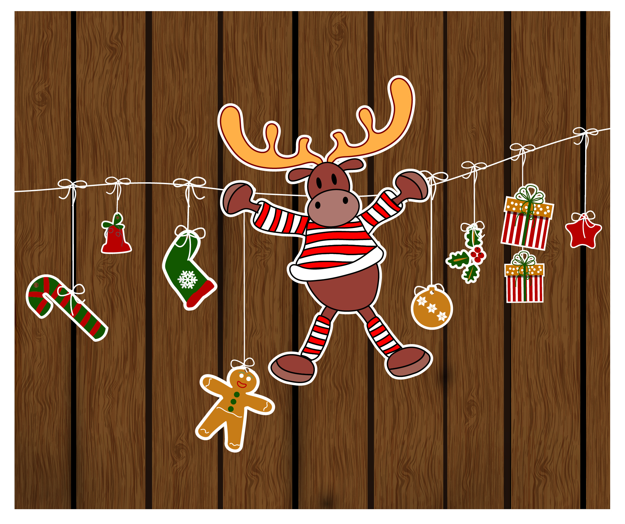 christmas decor wooden background