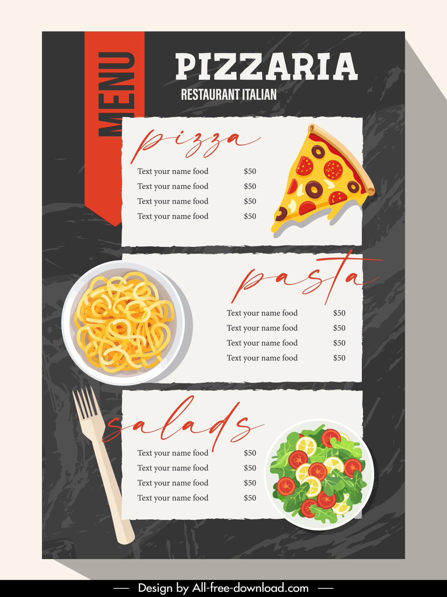 pizza menu template elegant contrast design  