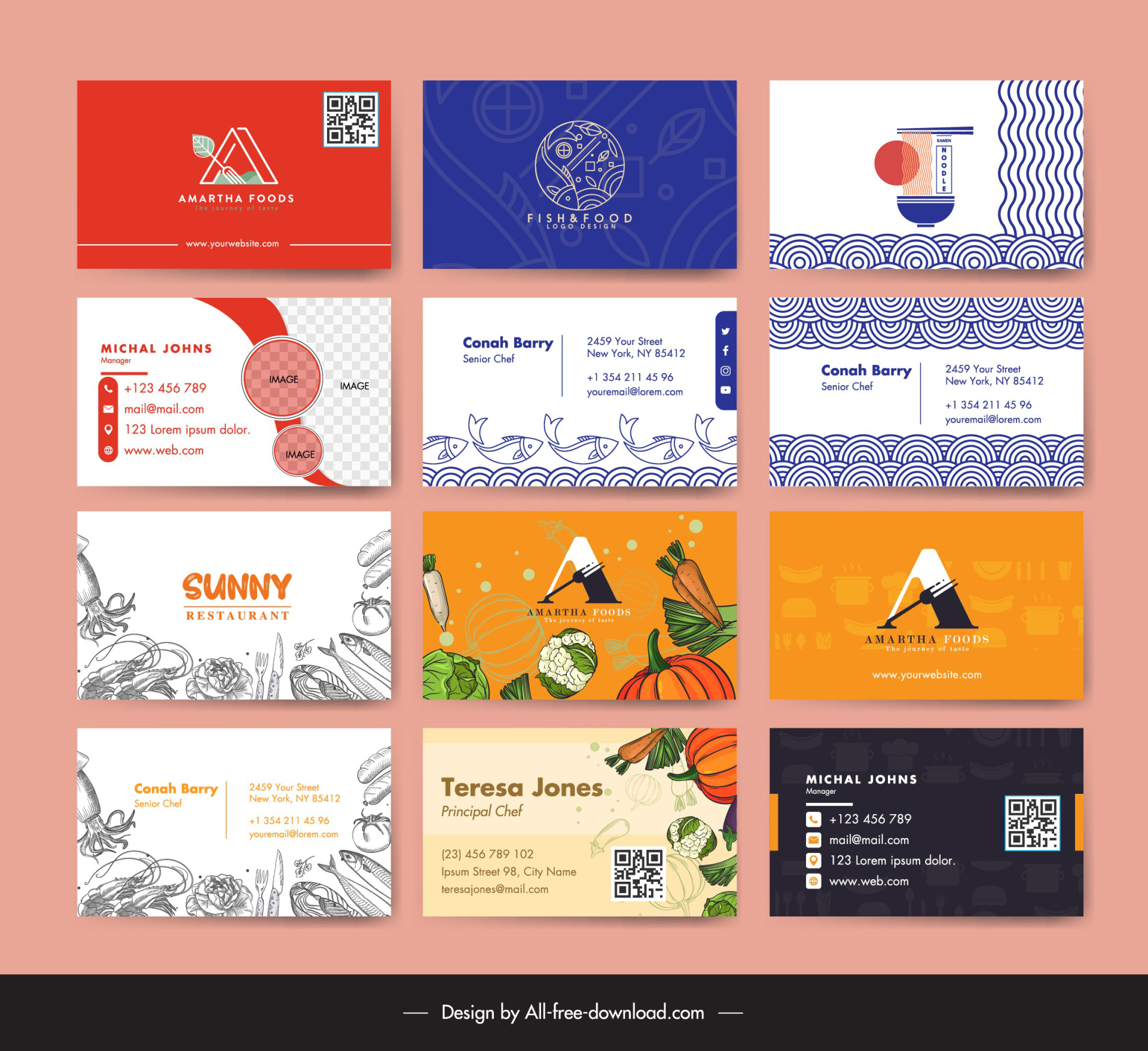 food business card template oriental classic