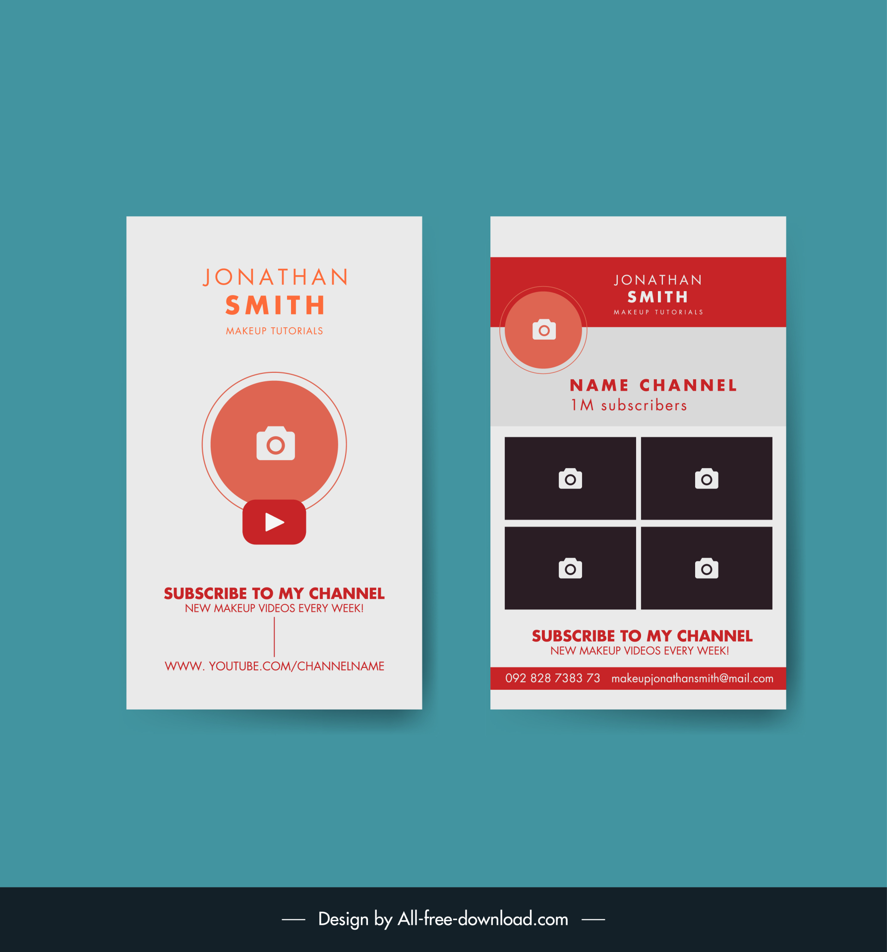 youtuber business card template flat geometric decor