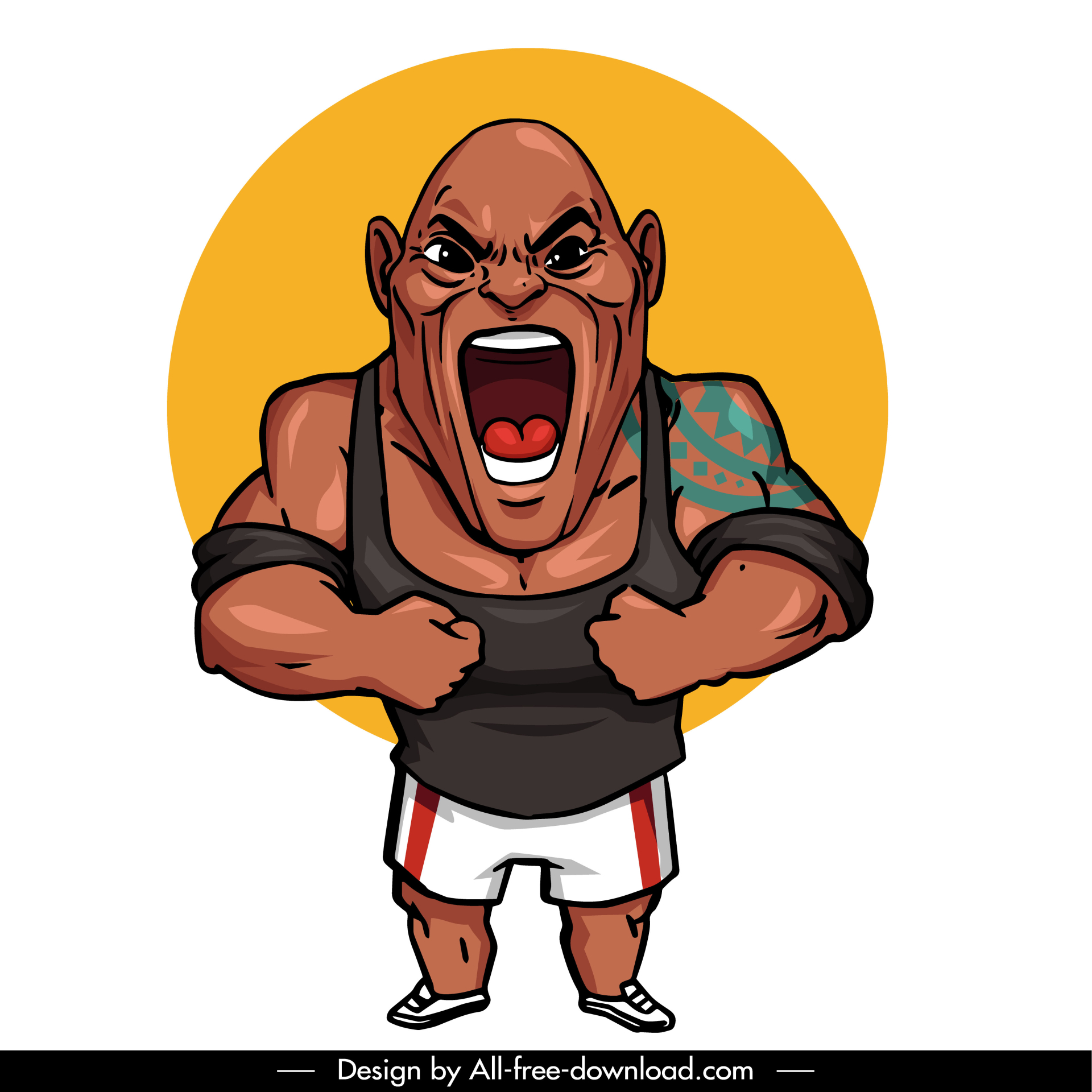 the rock actor icon funny dynamic cartoon design 