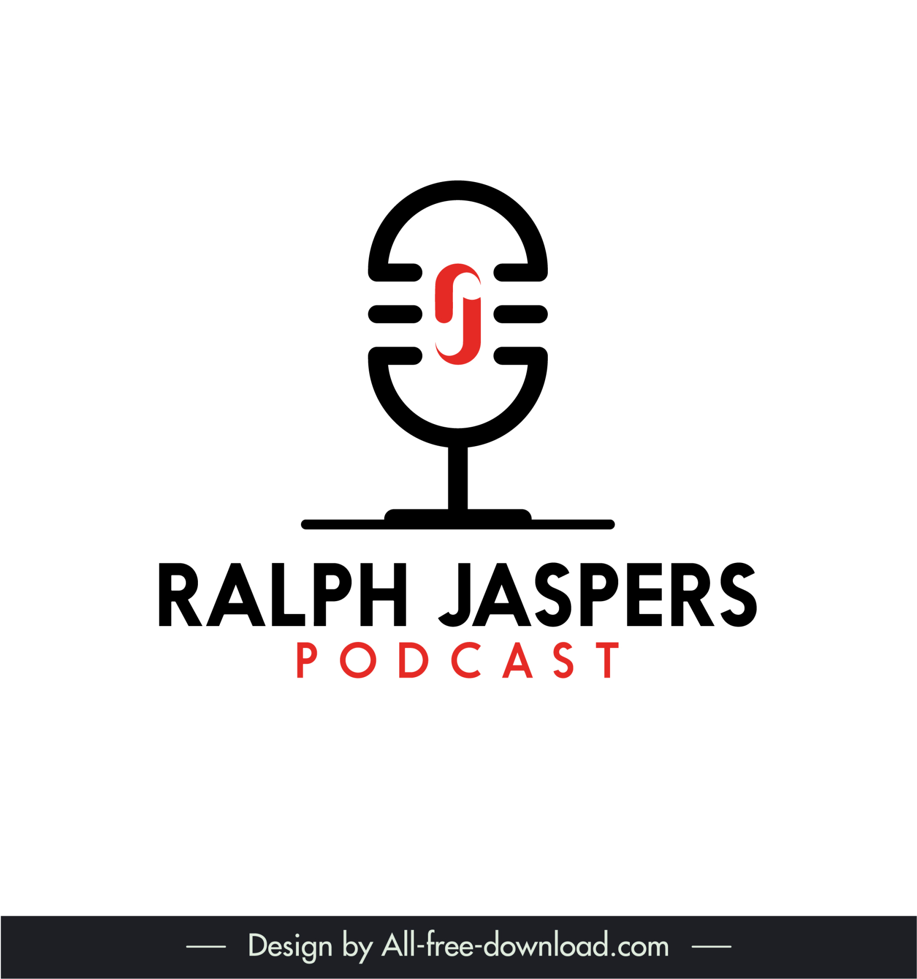 logo podcast ralph jaspers template modern flat symmetric microphone shape sketch