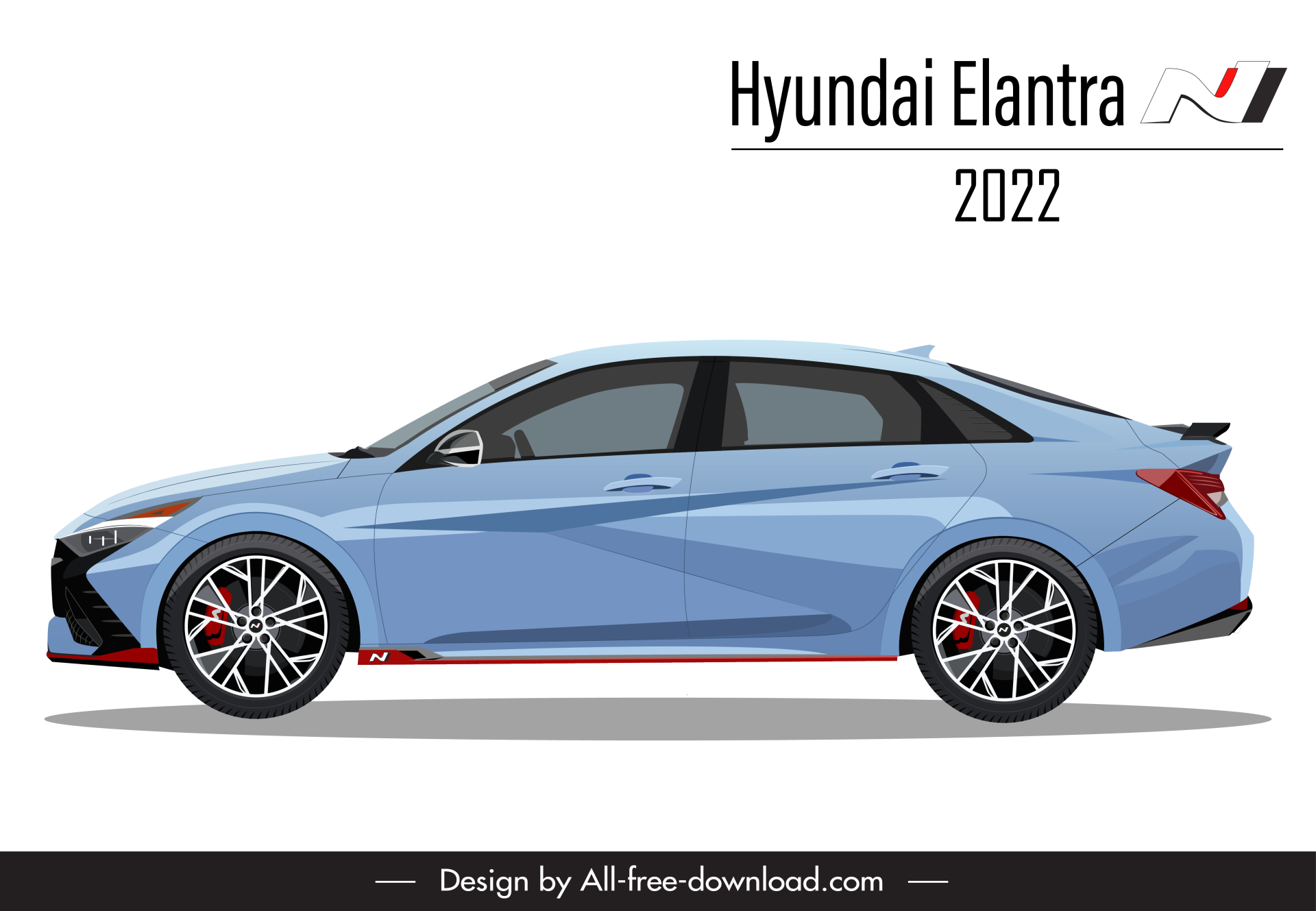 hyundai elantra n 2022 car model icon modern flat side view design 