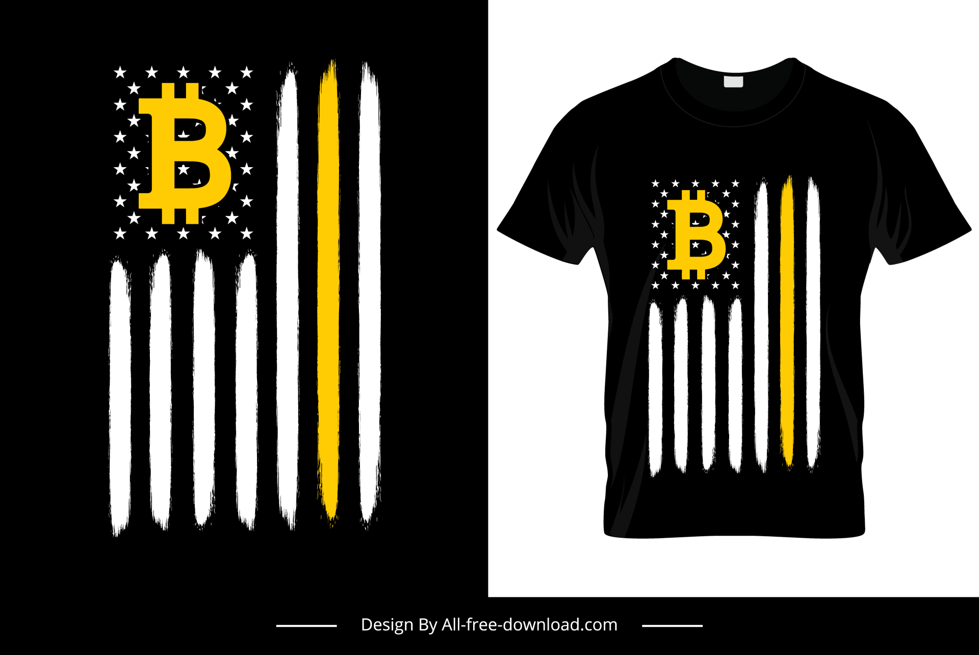 usa flag bitcoin tshirt template flat dark contrast design 