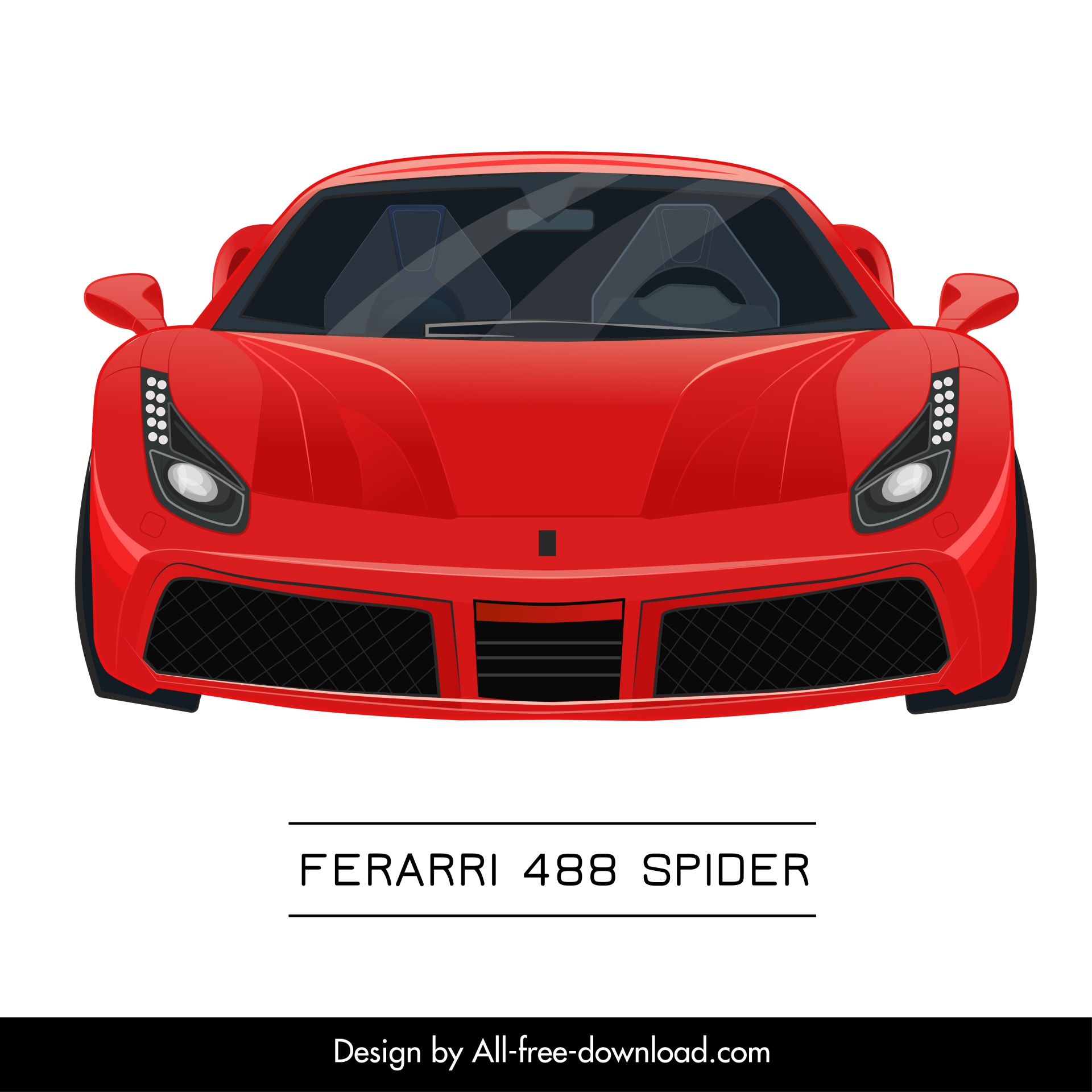 ferrarri 488 spider car model advertising template modern front view design