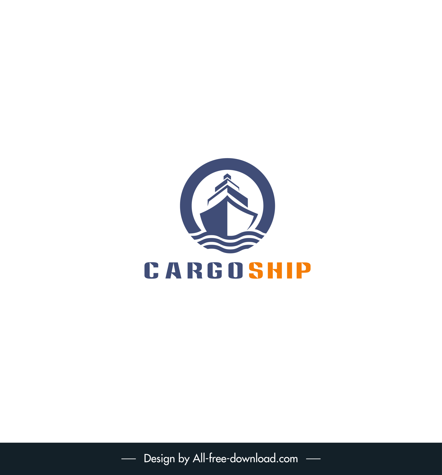 cargo ship logotype isolation circle flat sketch