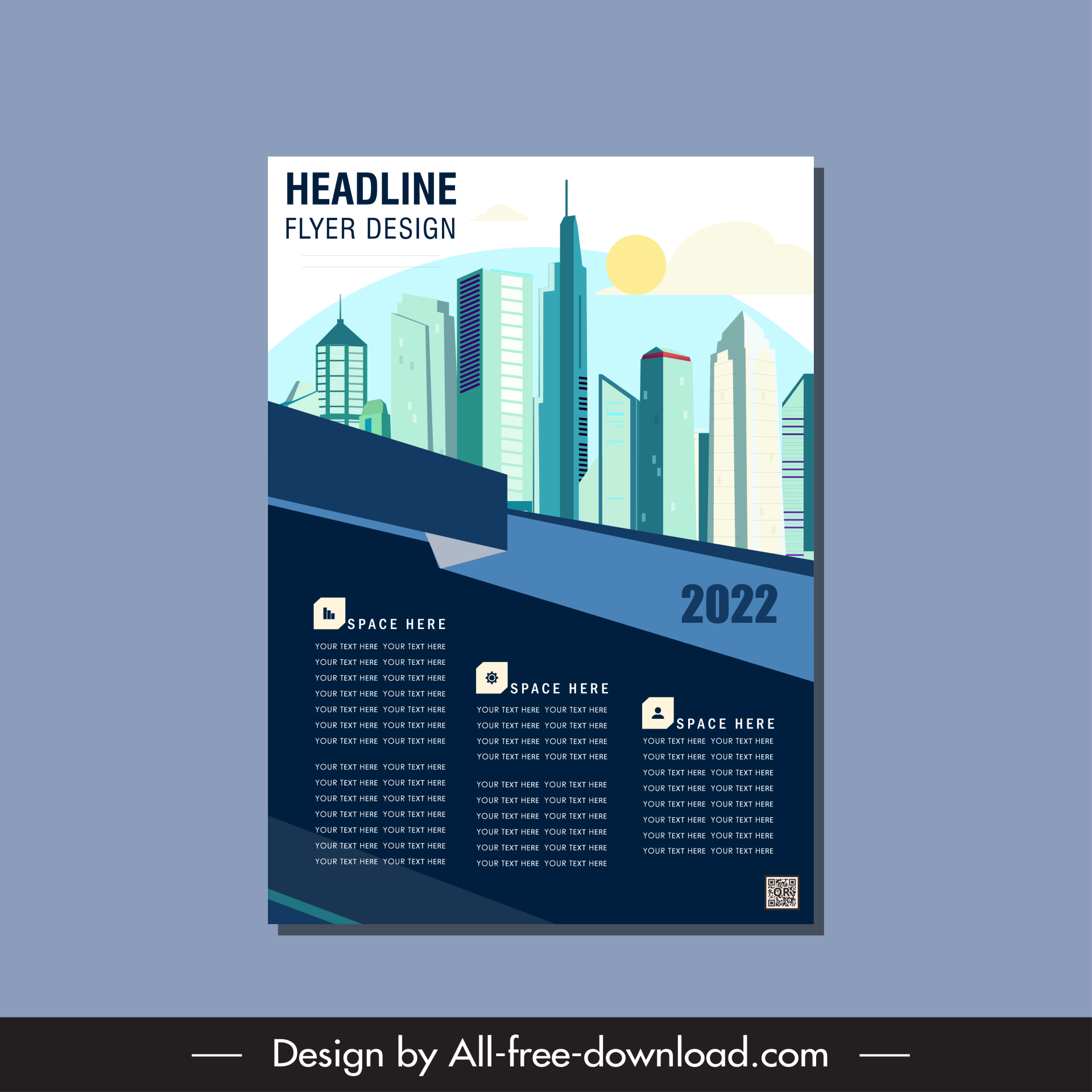 real estate flyer template modern city skyscrapers landscape sketch