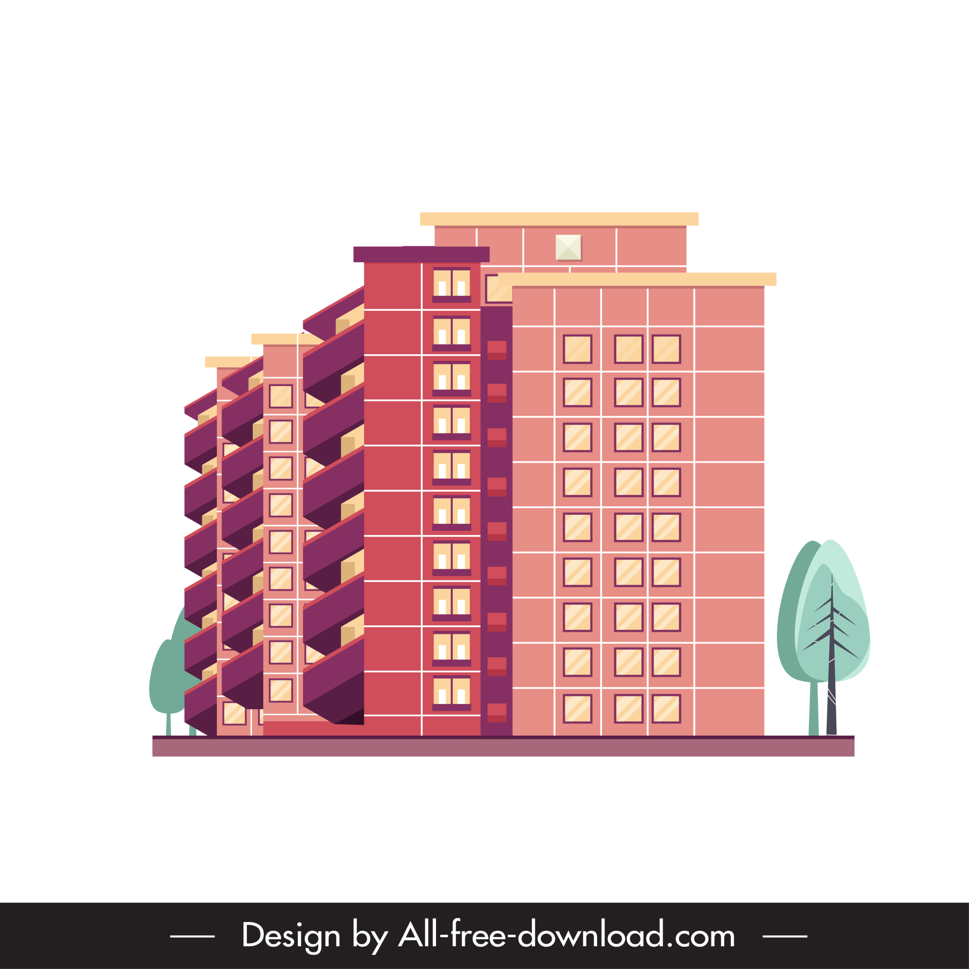 condominium apartment template 3d side view sketch