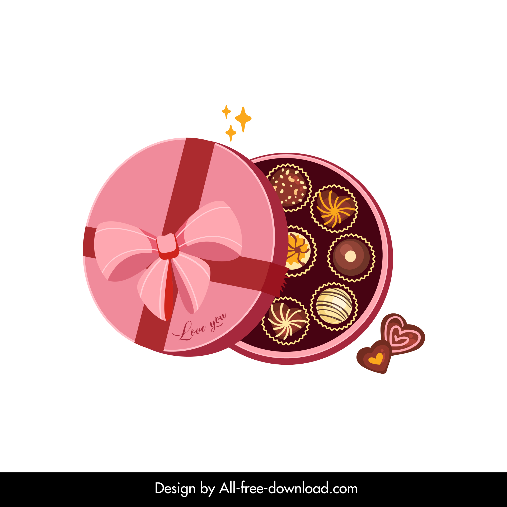 valentine chocolate box icon elegant 3d round shape sketch