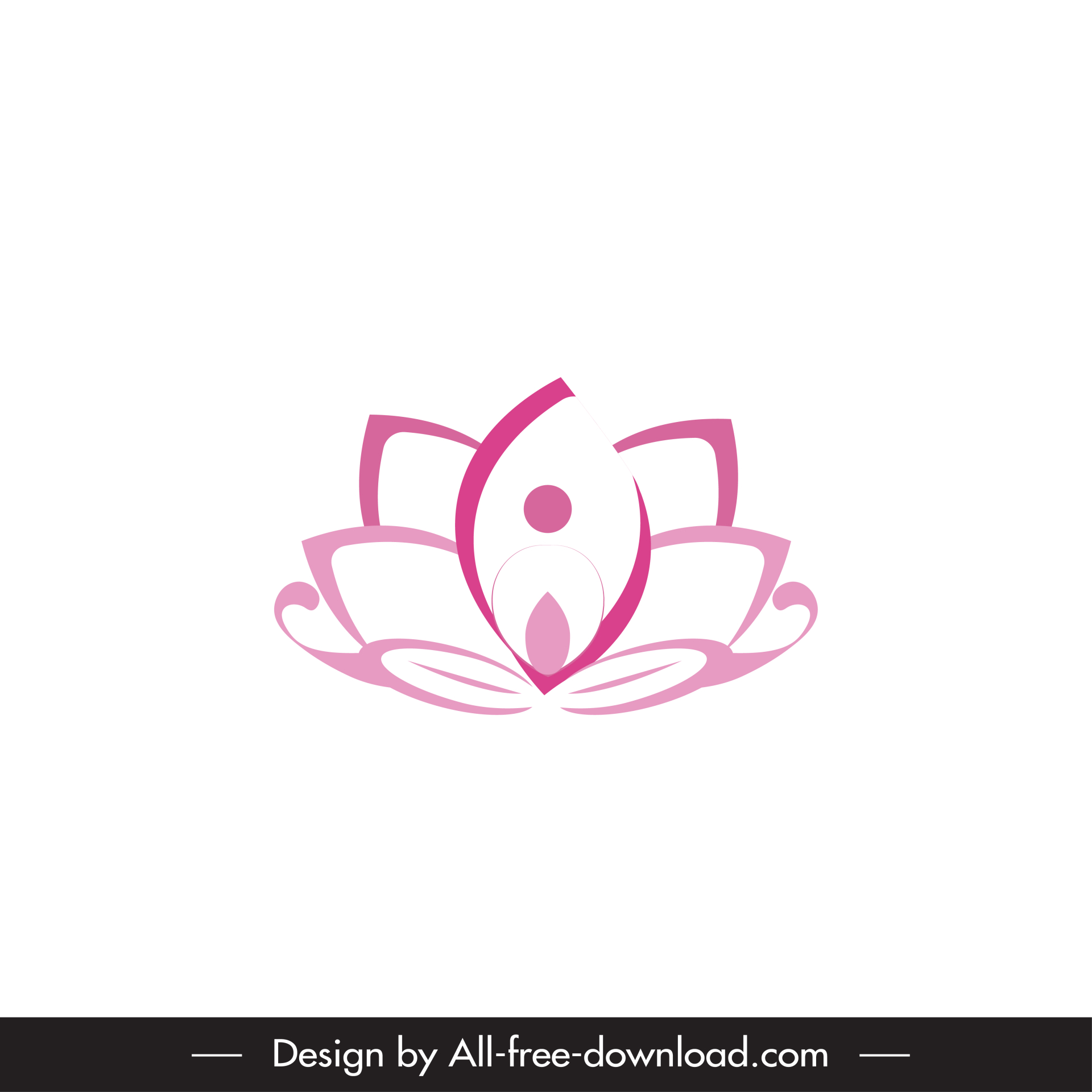 lotus sign icon flat pink symmetry outline