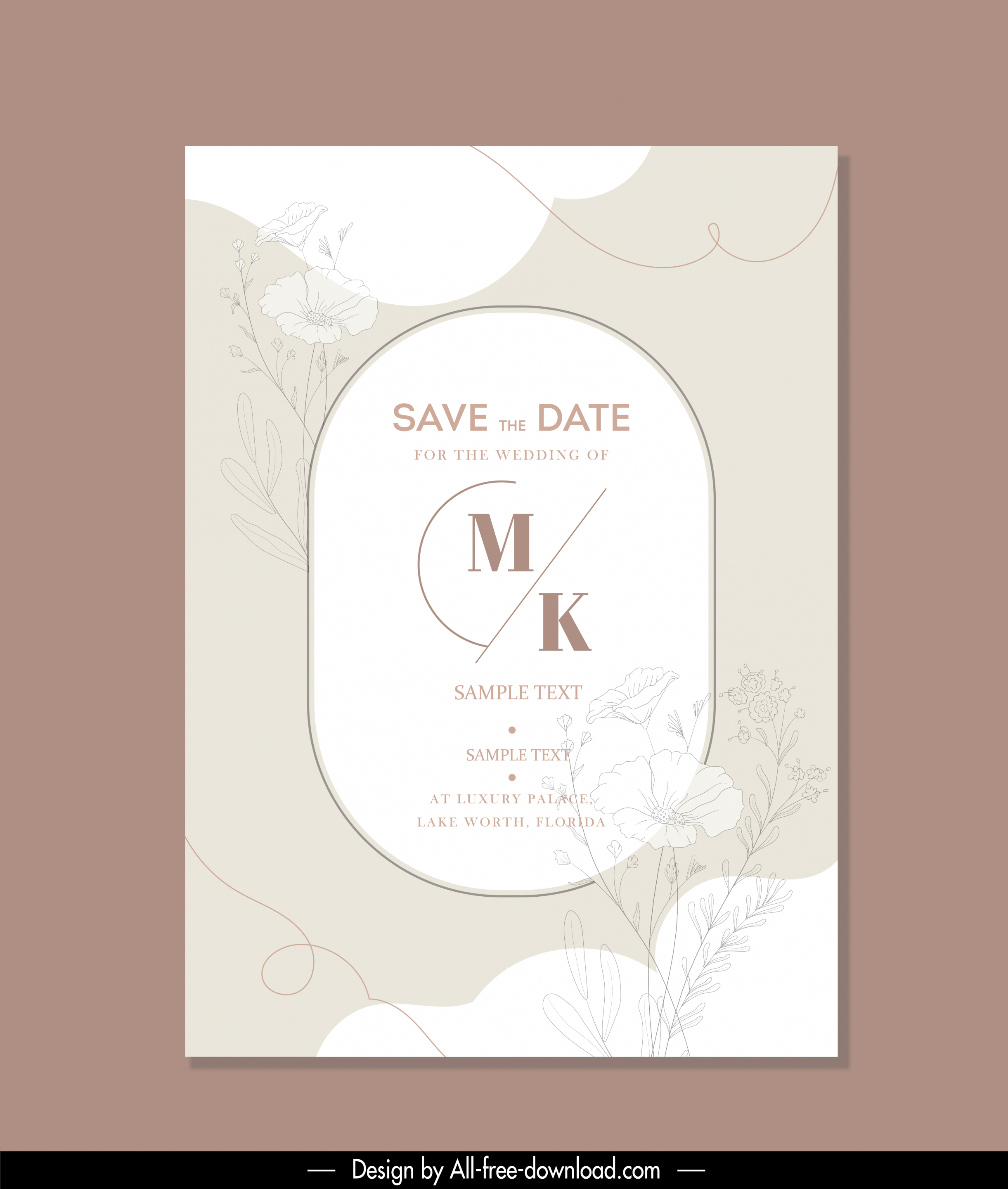 wedding card template elegant blurred classical botanical decor