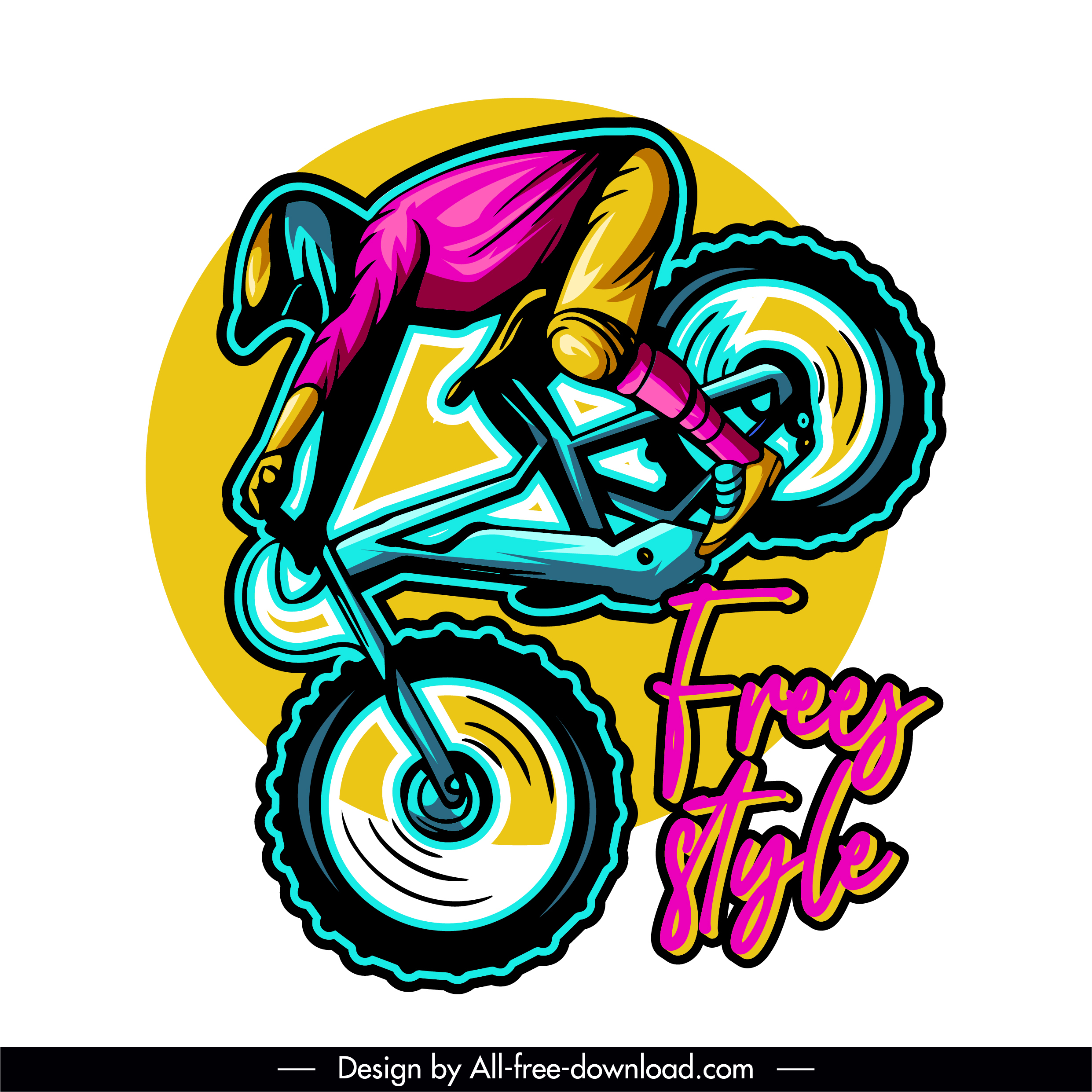 biking logo template colorful flat dynamic handdrawn sketch