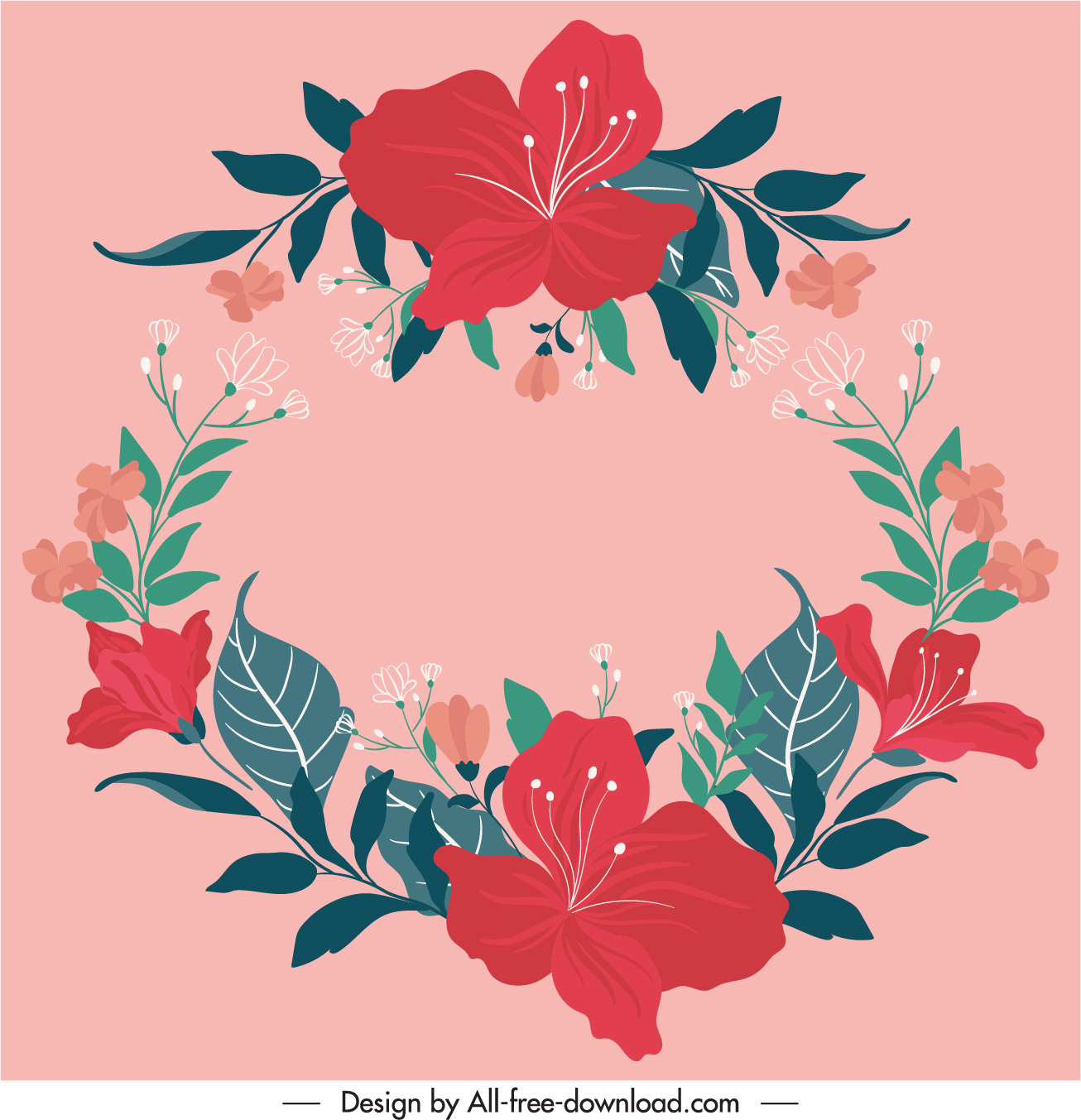 floral wreath background colorful classic handdrawn