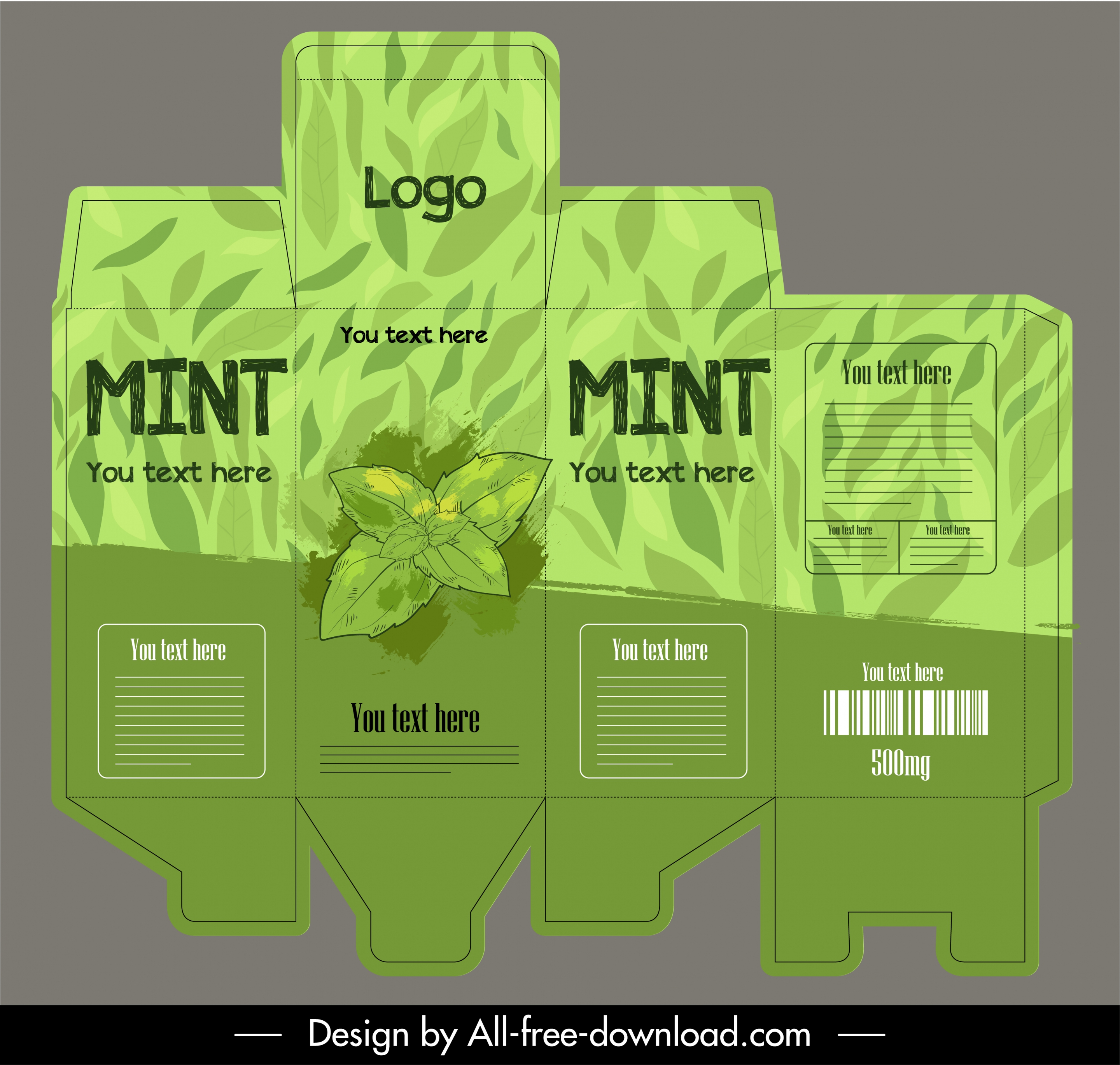 bottle package template green grunge leaves decor