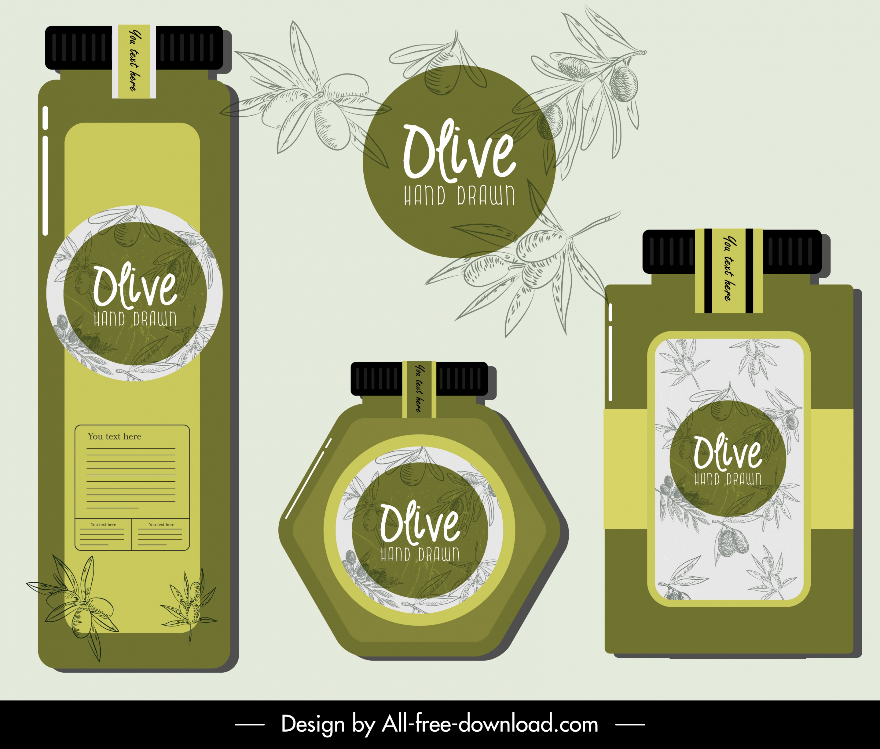 olive products advertising banner handdrawn flat decor