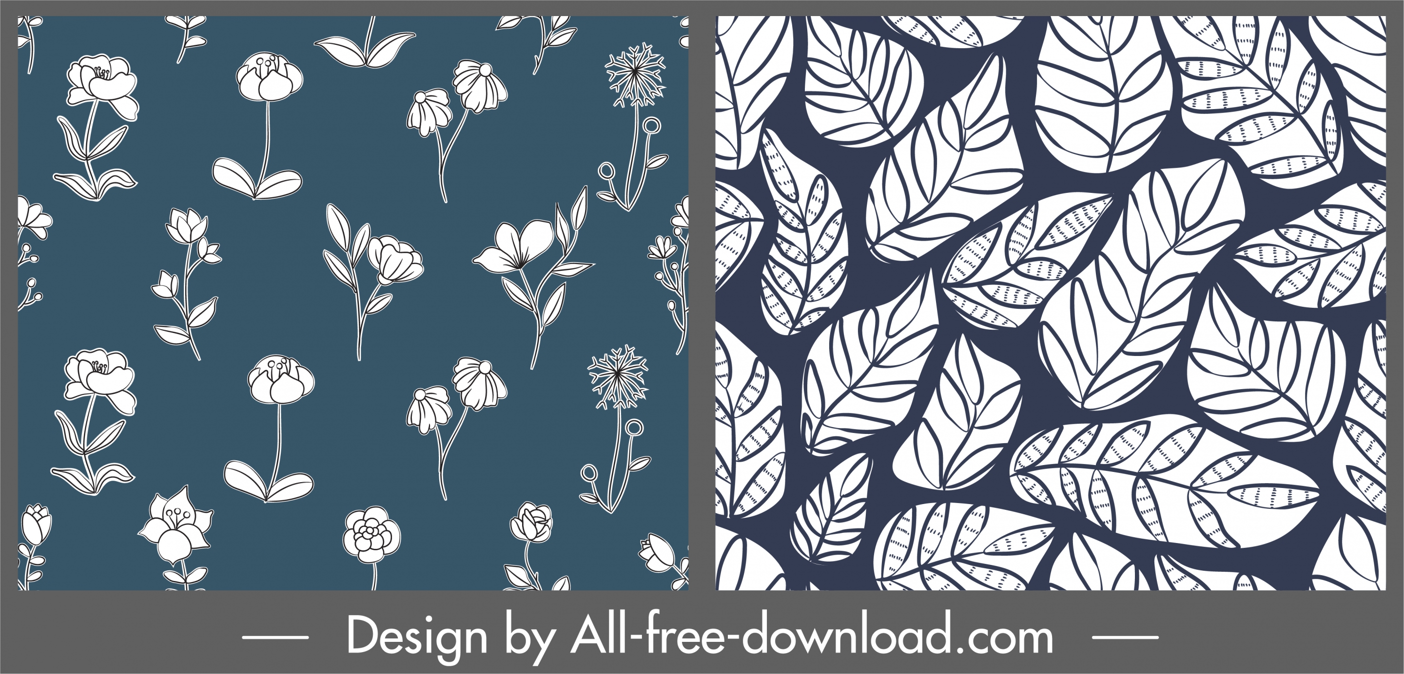 plants pattern templates flowers leaf sketch retro design