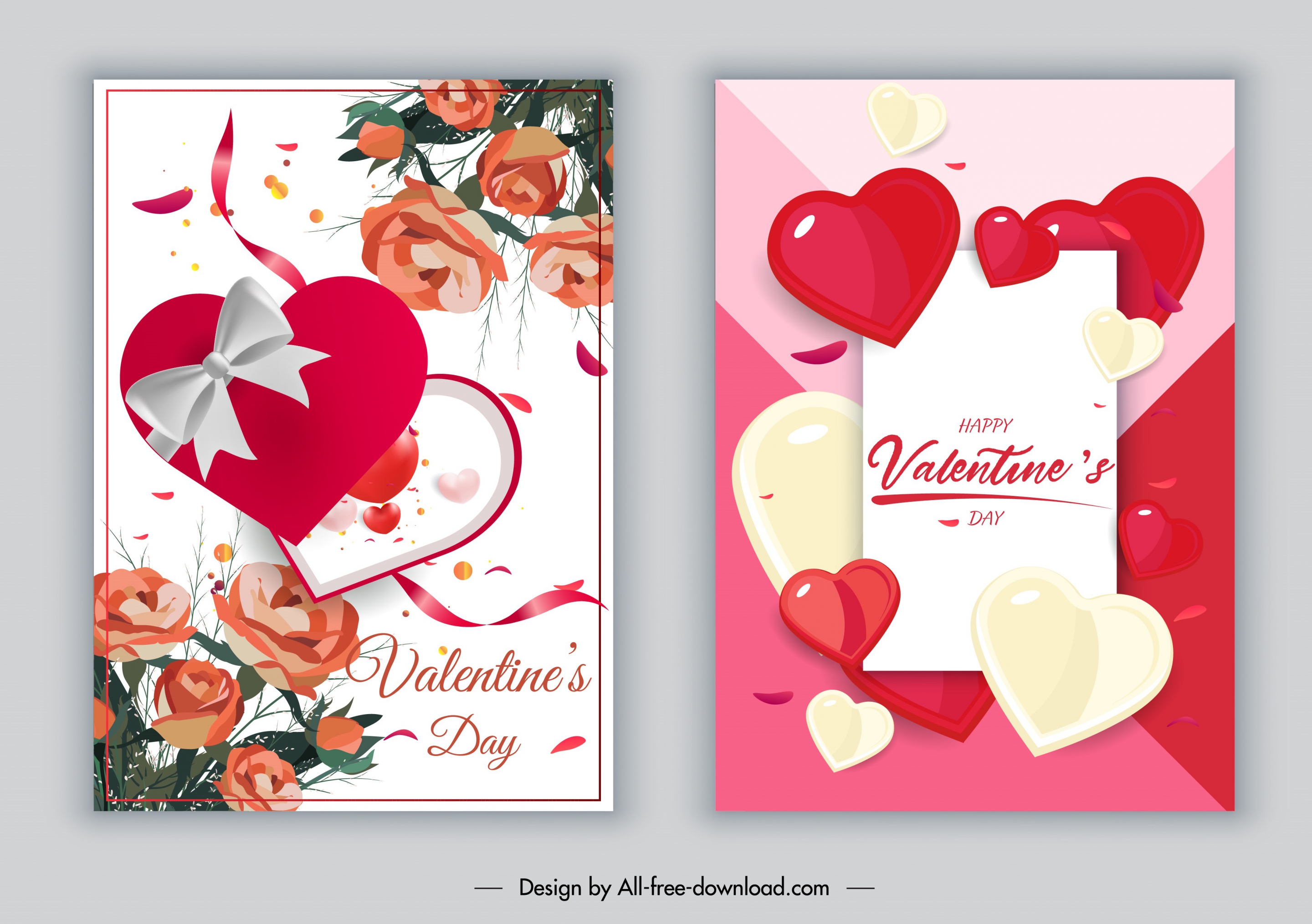 valentines card templates modern floral hearts decor