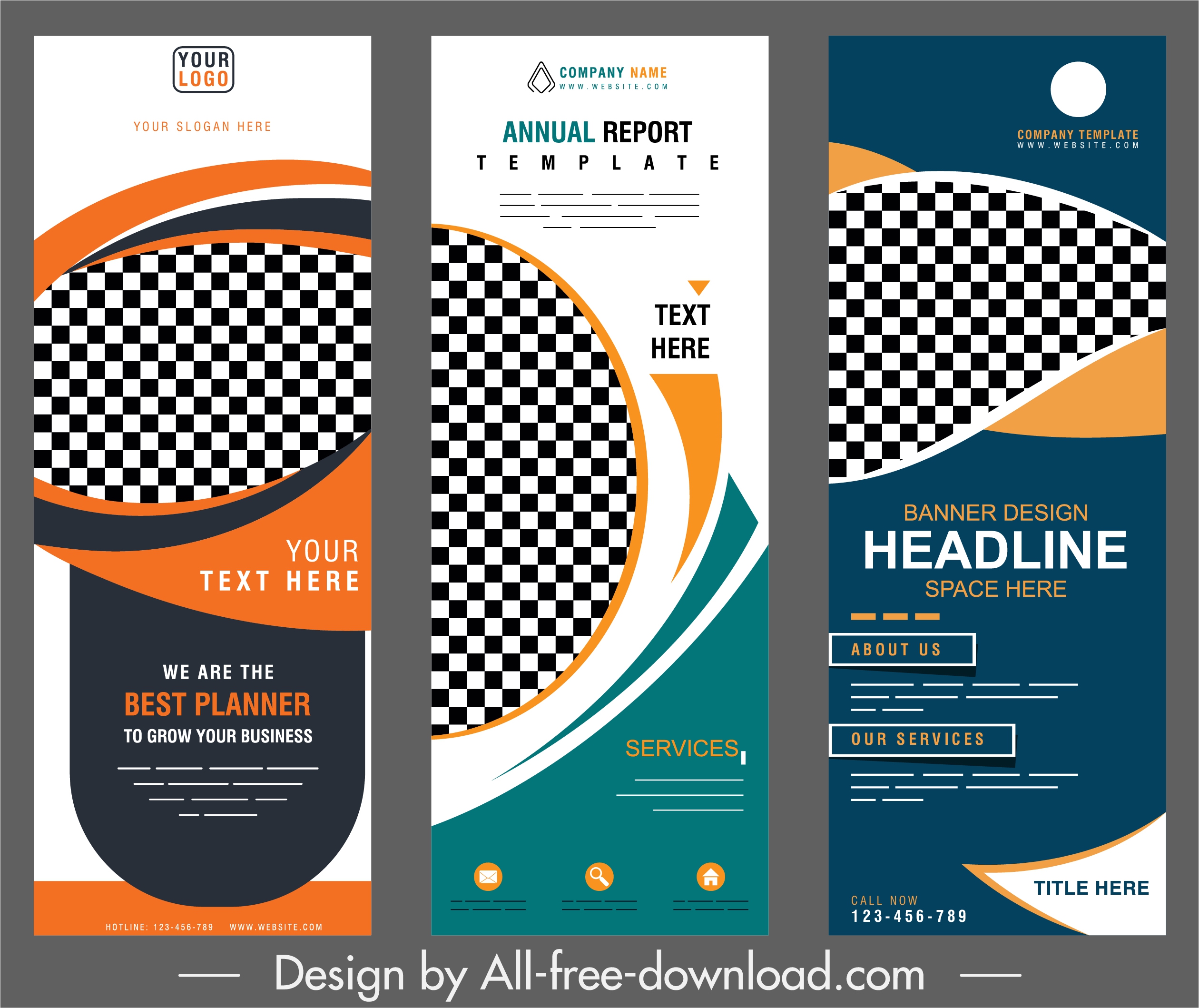 corporate banner templates vertical modern abstract checkered decor