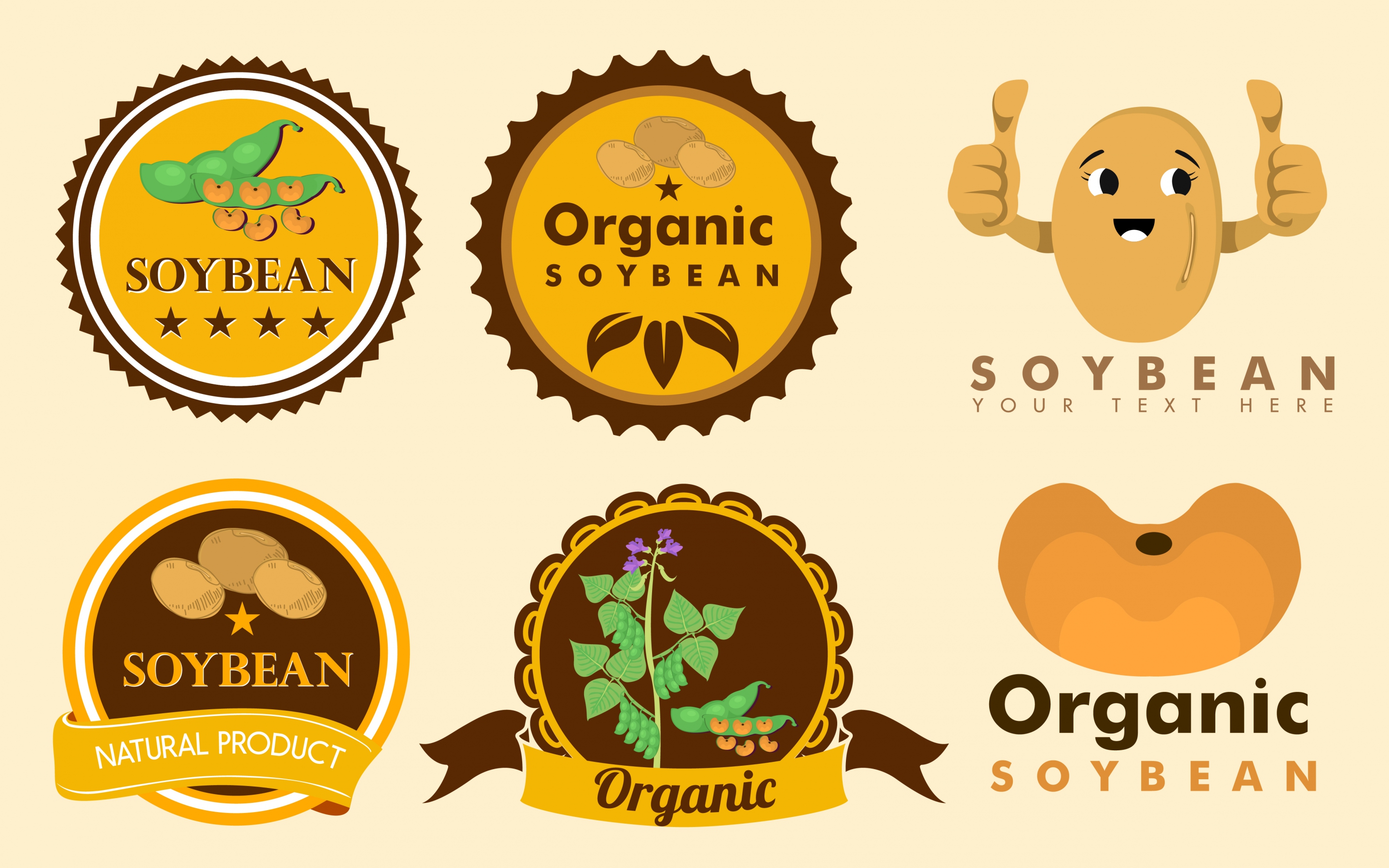 soybean logotypes collection circles stylized icons decor