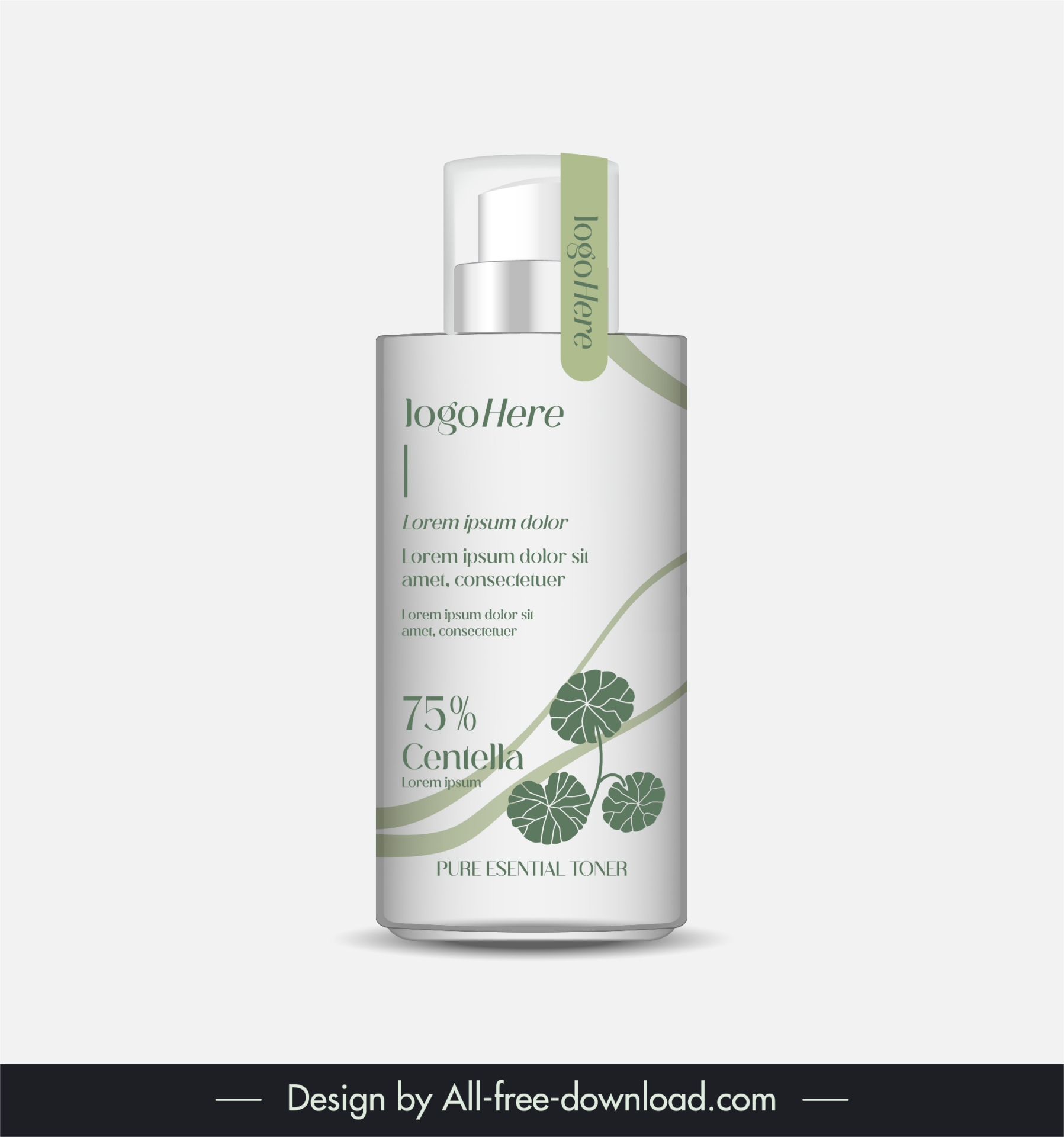 skincare bottle packaging template elegant leaves decor