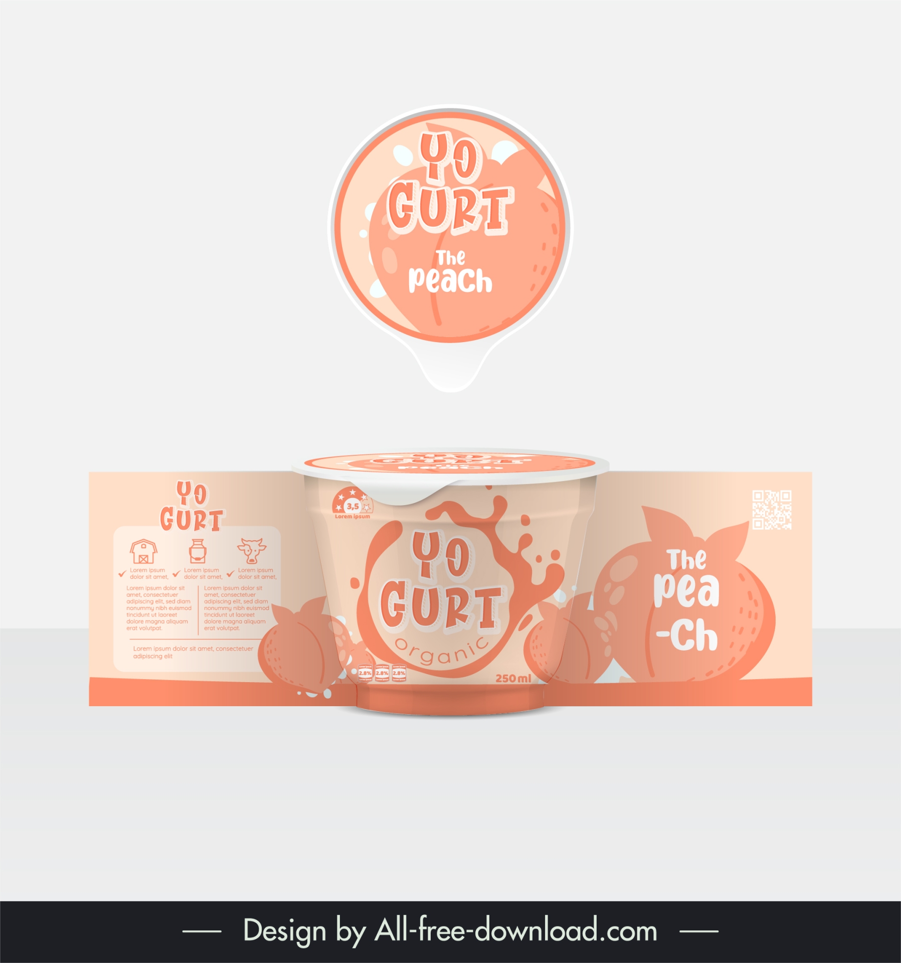 yogurt packaging template classical peach spashing milk