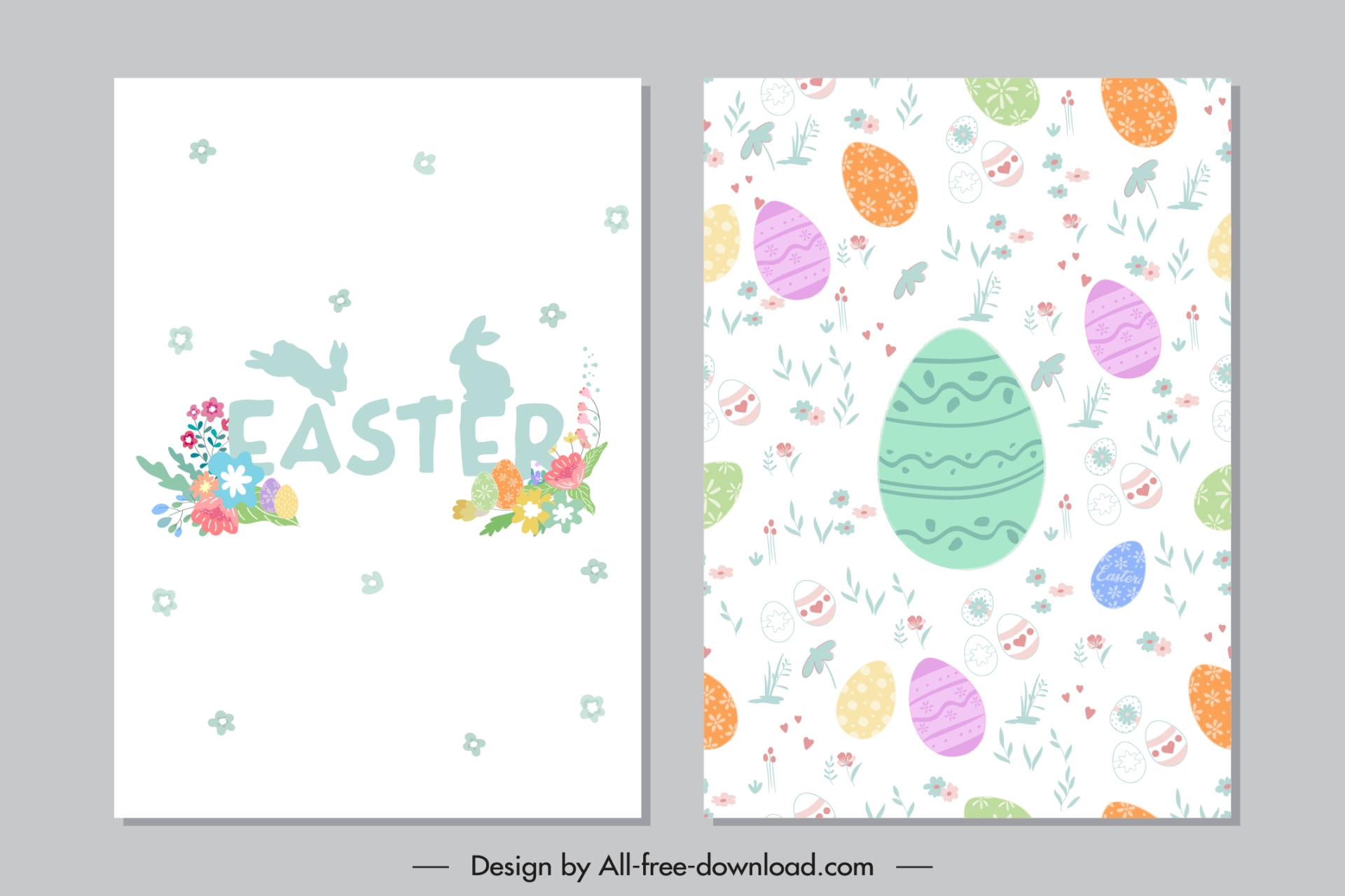 easter card template elegant flat classic silhouette decor