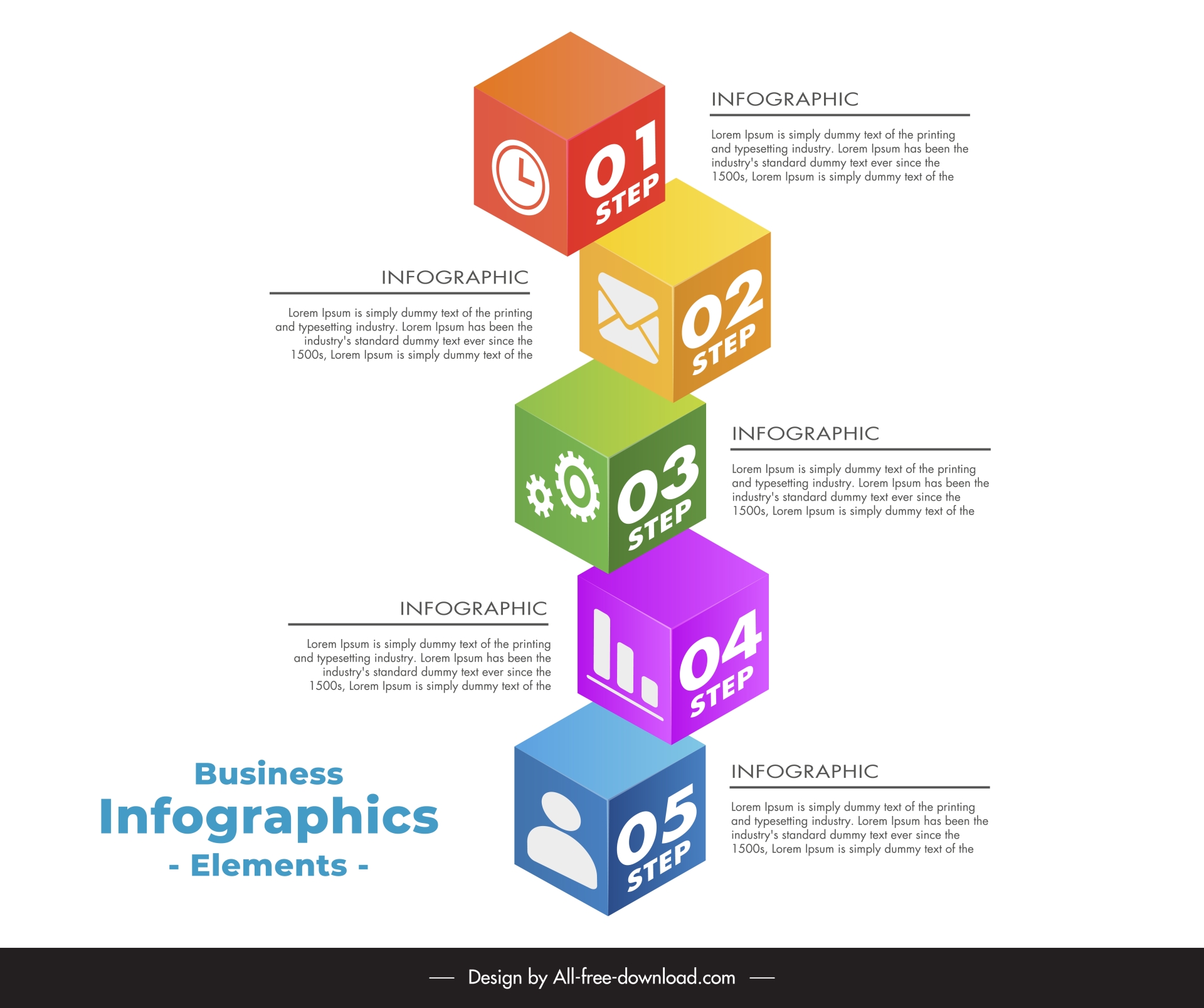 boxs infographic design elements vertical 3d cubic stack