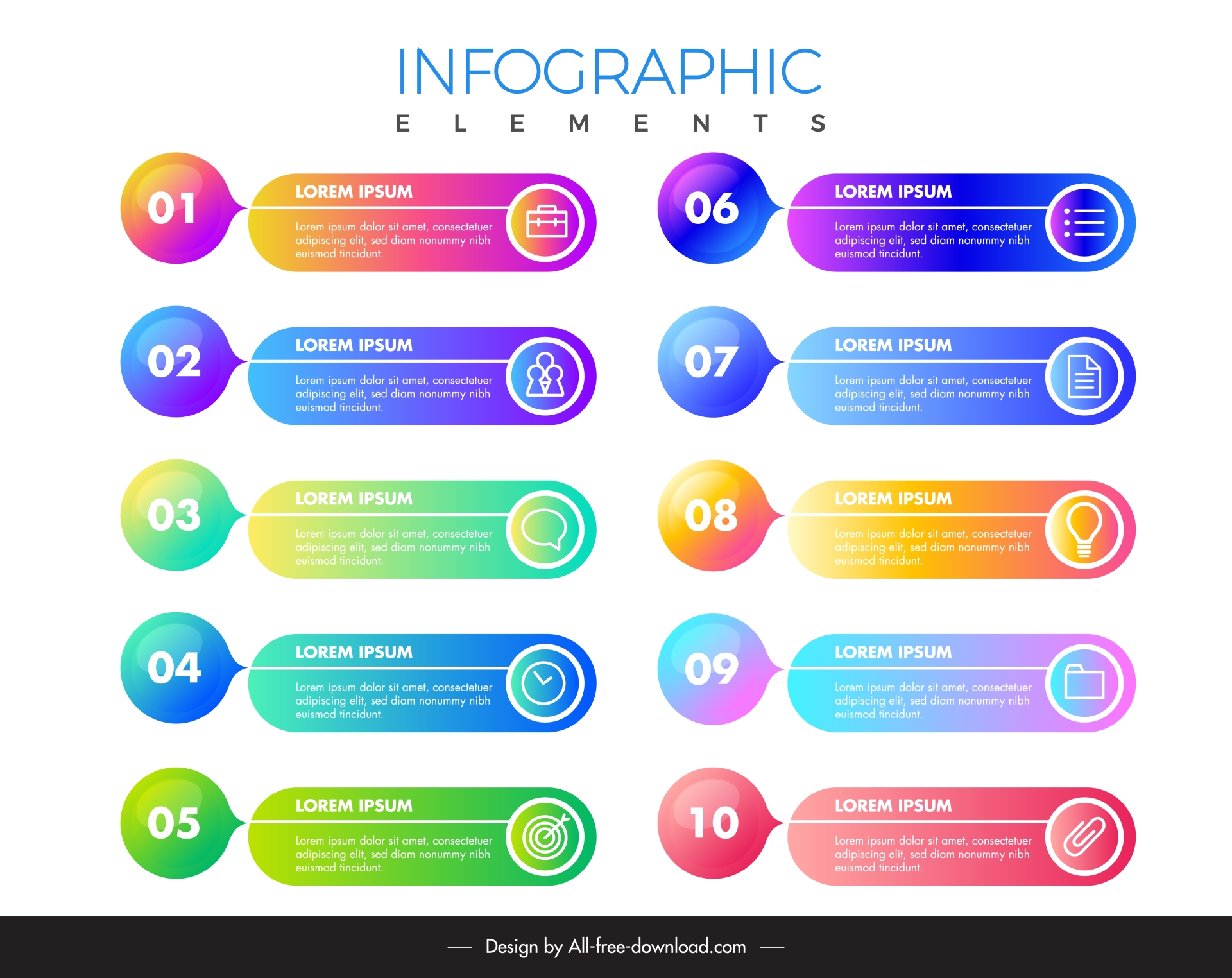  infographic design elements elegant horizontal tabs speech bubbles layout