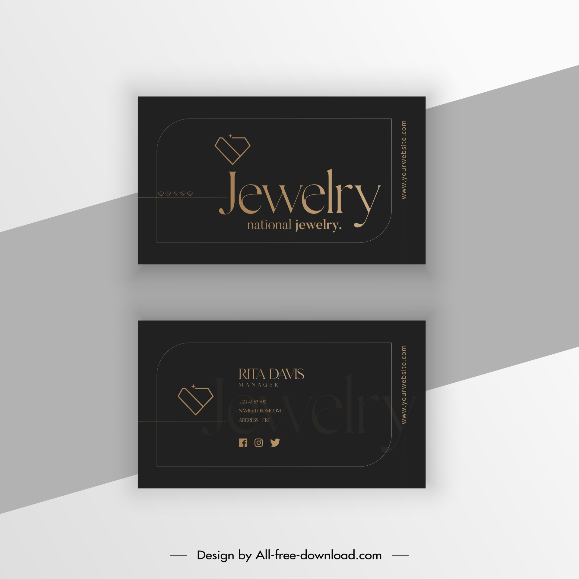 jewelry business card templates dark luxury 