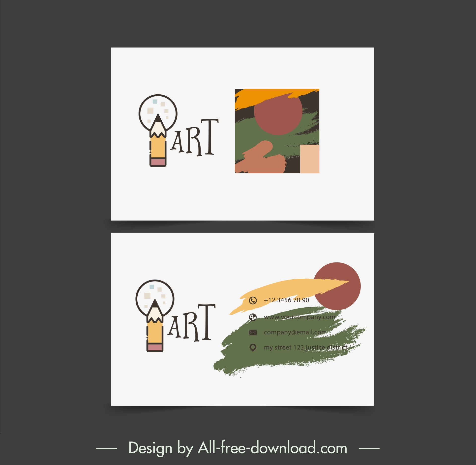 arts crafts business card templates handdrawn grunge pencil brush