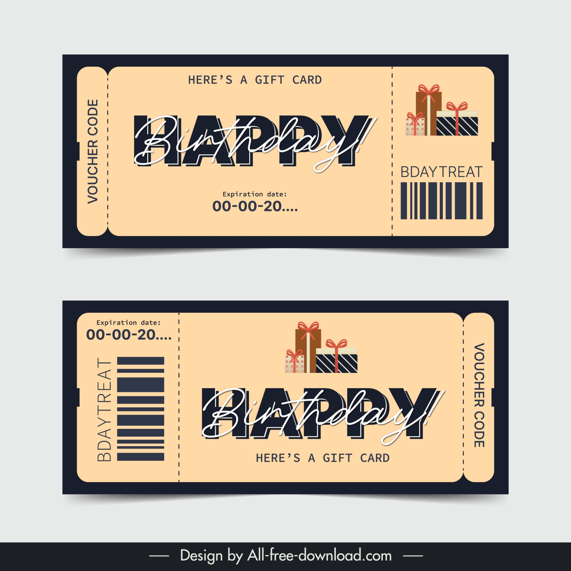 birthday voucher template classic plain present decor