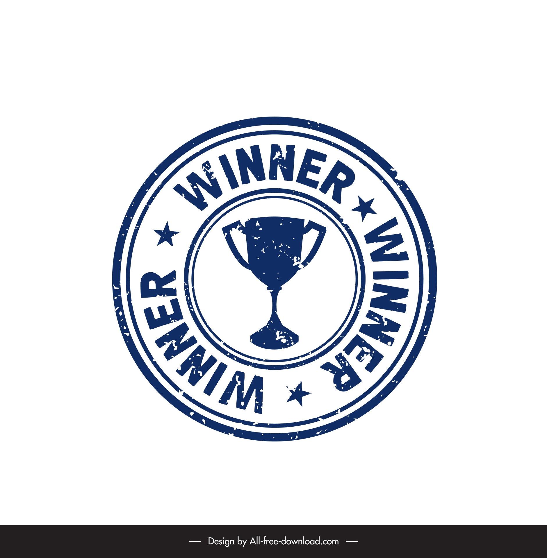 winner stamp template flat retro trophy stars