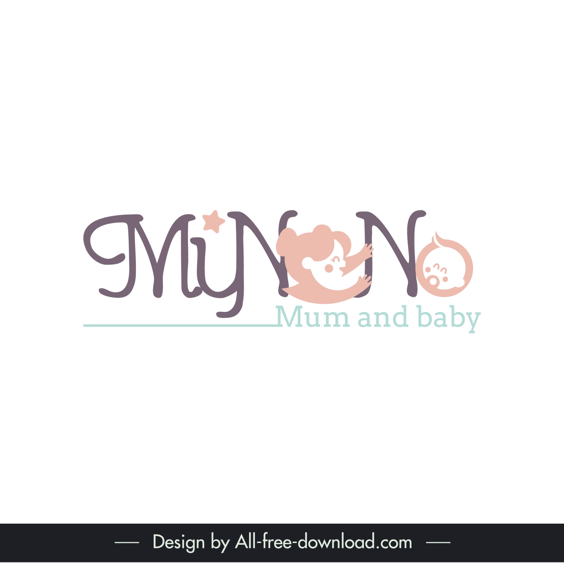 logo my nono mum  baby flat stylized texts