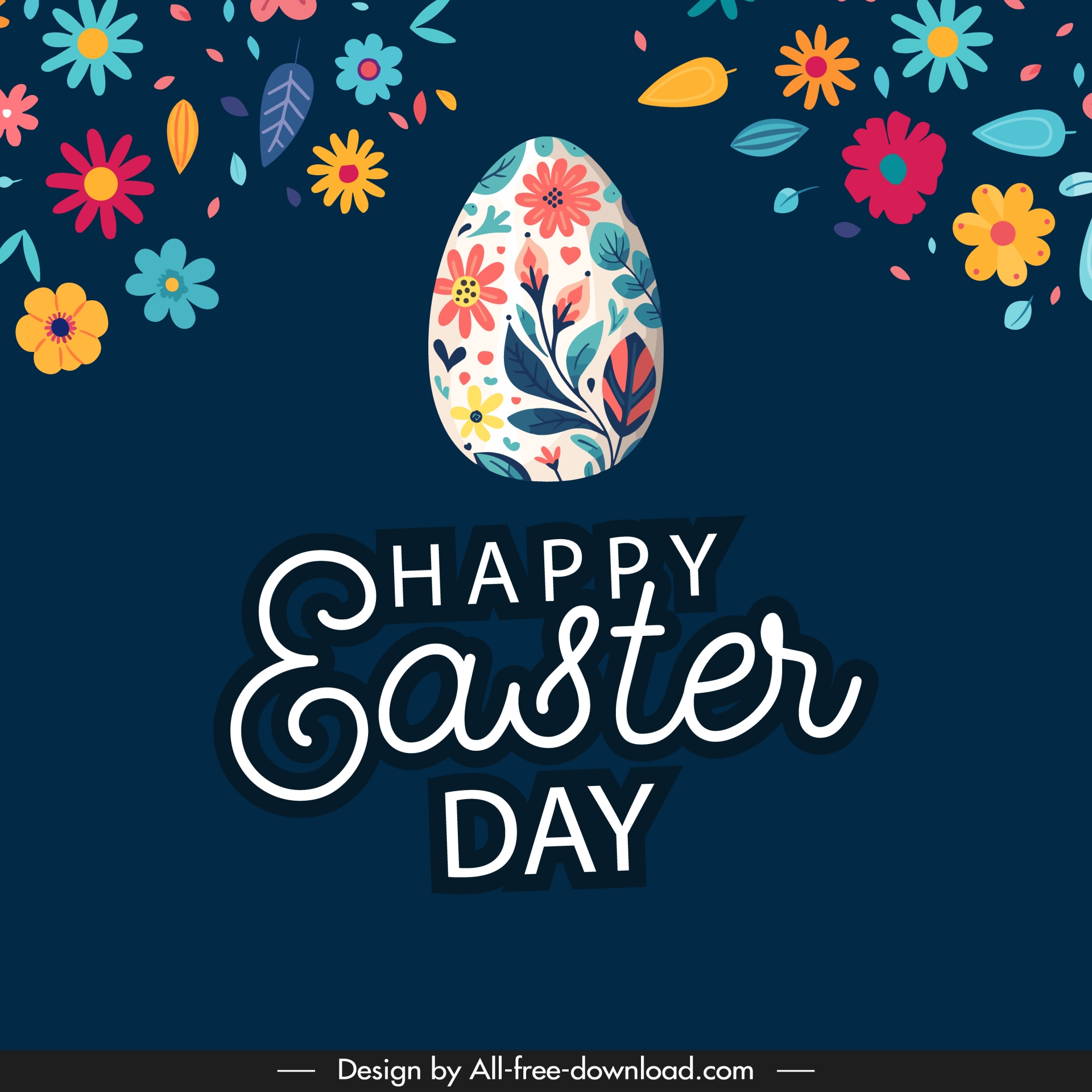 happy easter day card template elegant egg flowers decor 