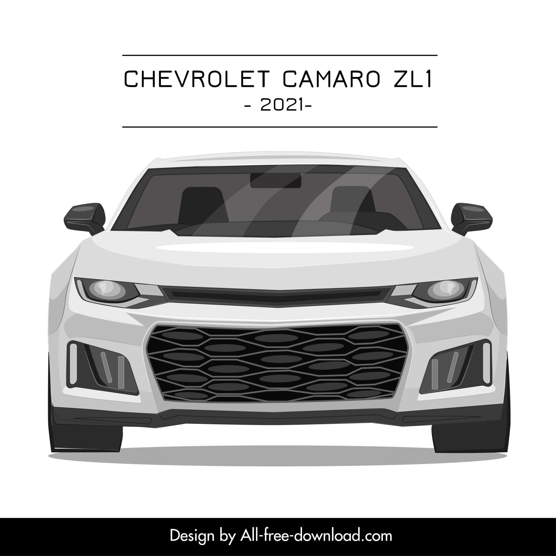 chevrolet camaro zl1 2021 car model icon modern symmetric front view sketch