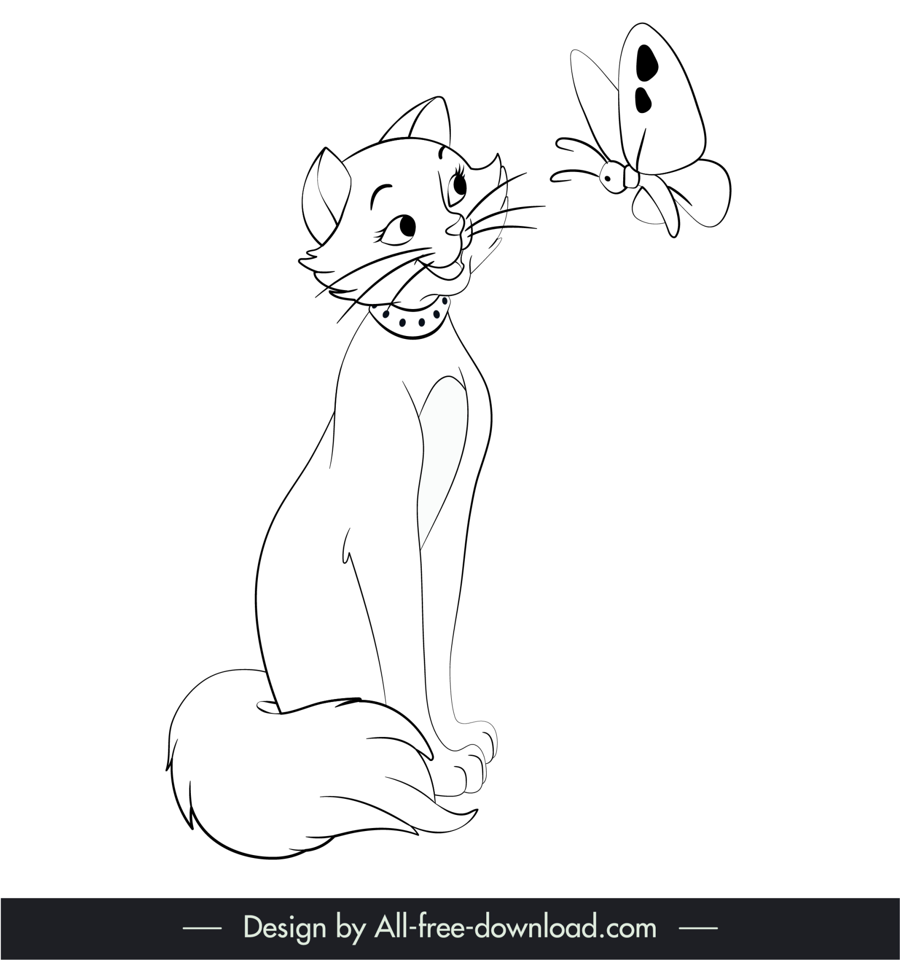 duchess the aristocats icon black white handdrawn outline 