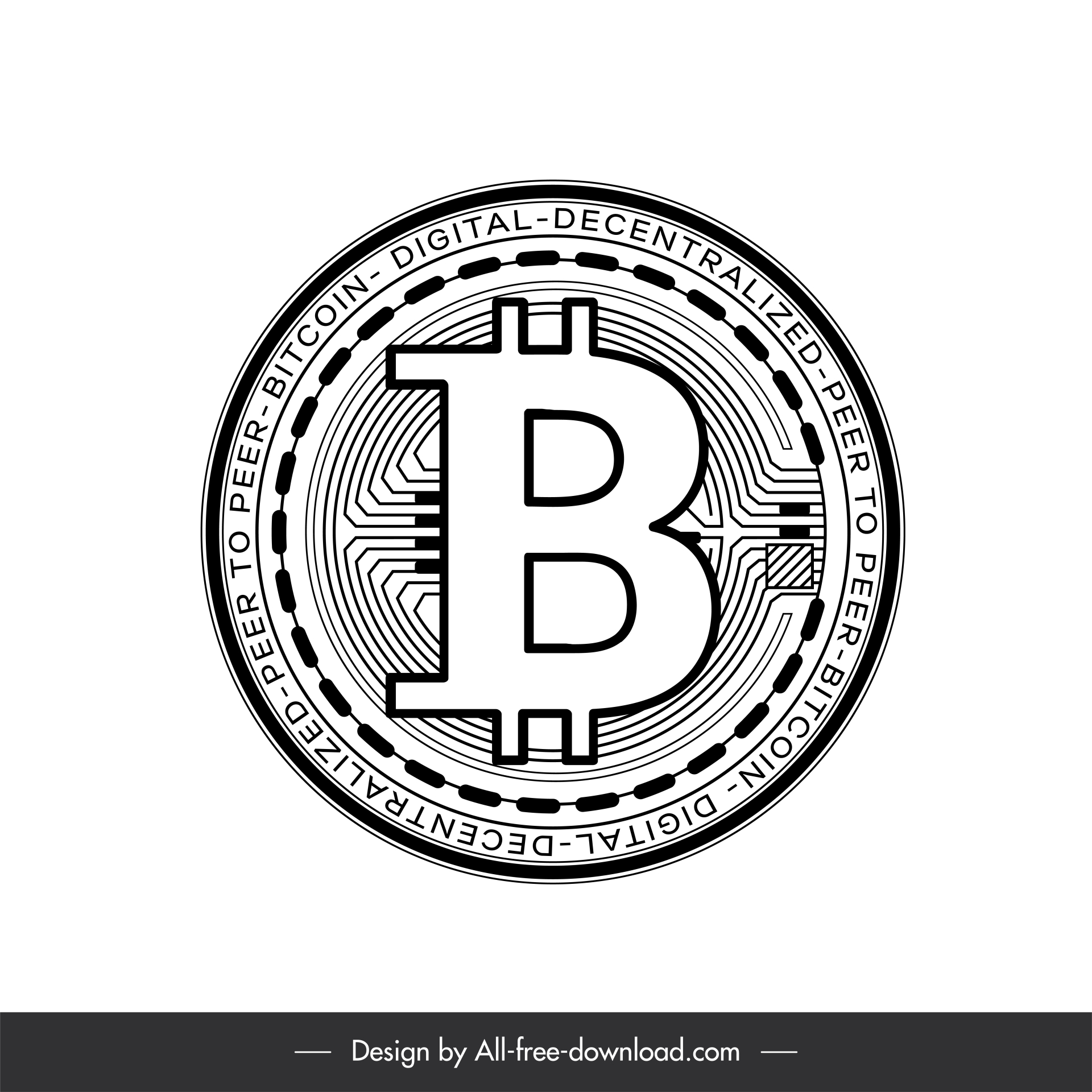 bitcon coins sign icon text round shape outline