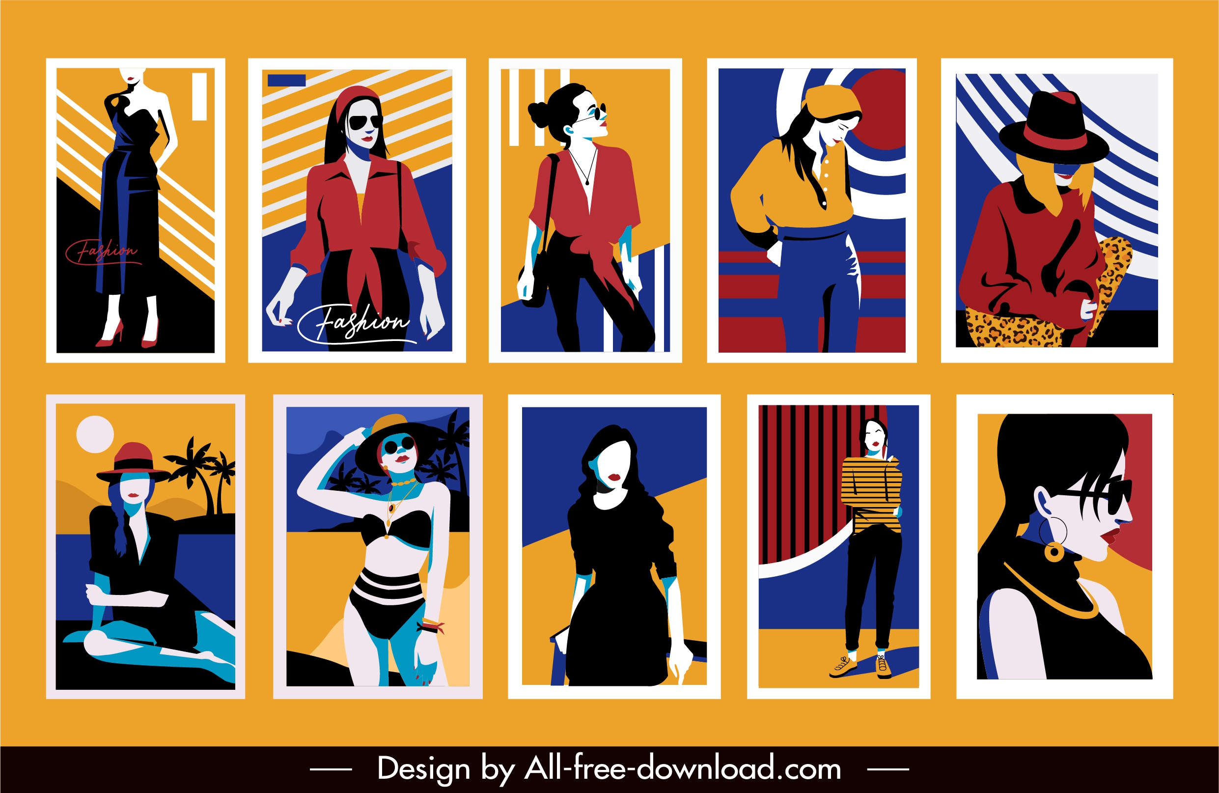 female fashion banner templates colorful classic sketch