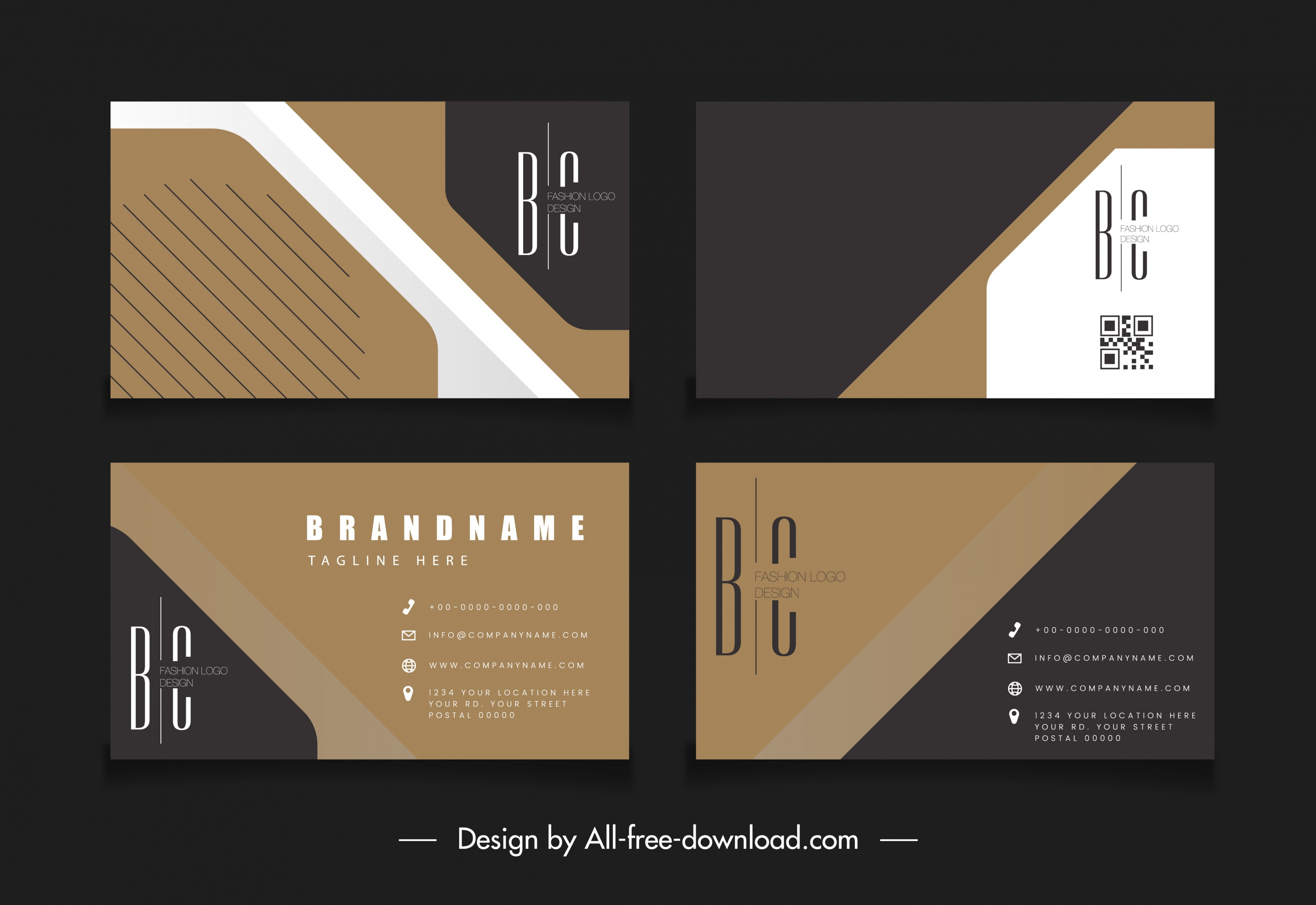 business card templates dark elegant flat texts logotype