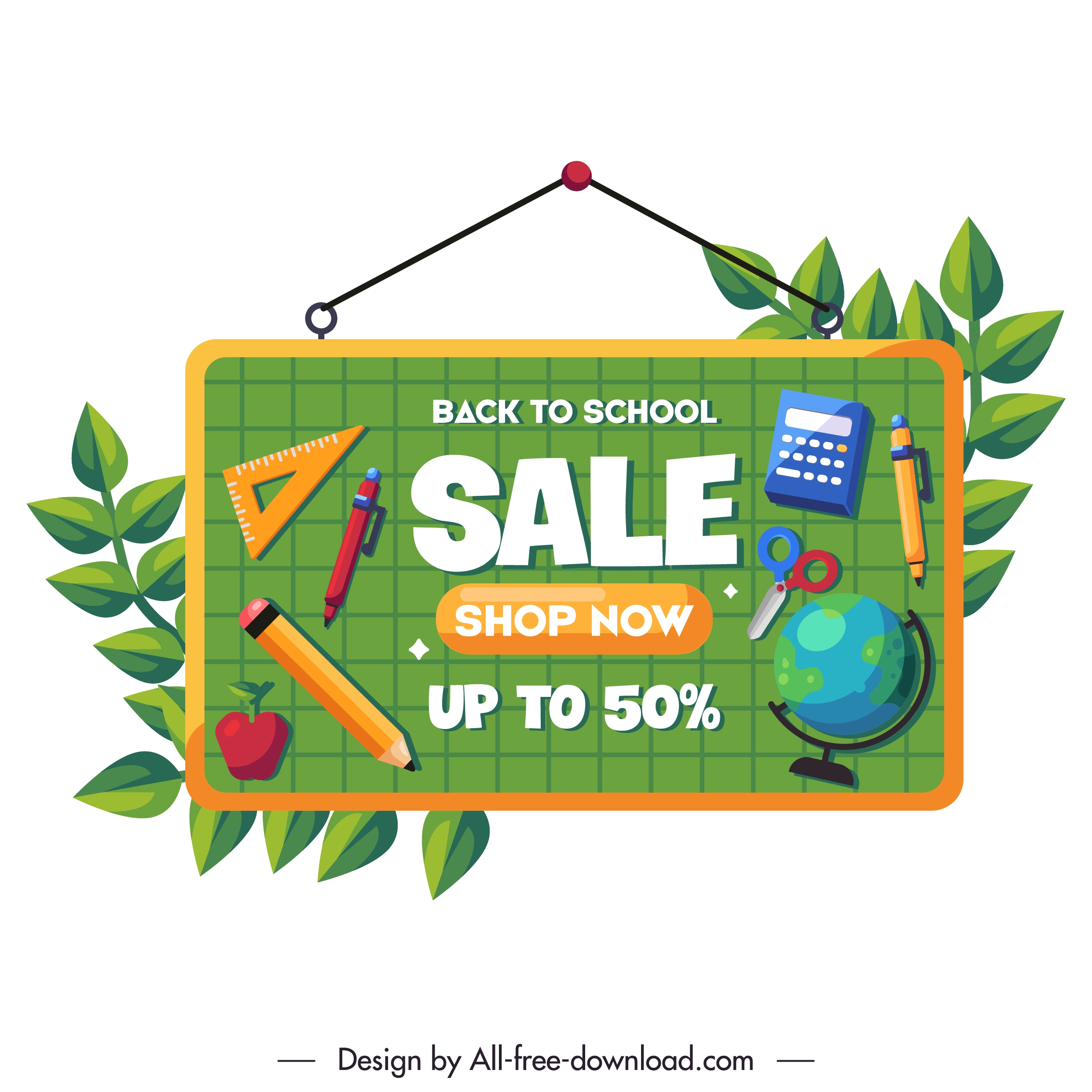 back to school banner educational elements flat design