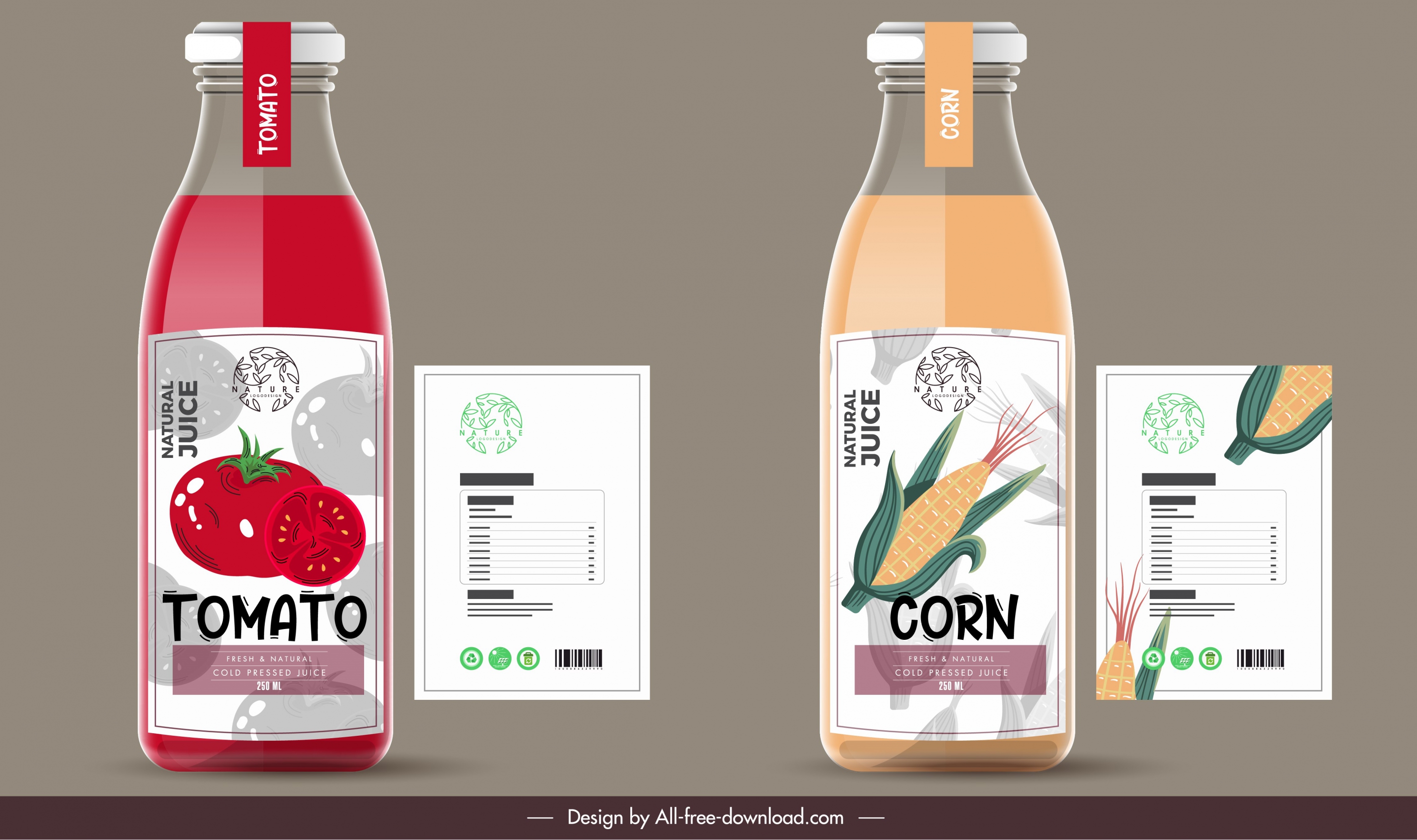 juice label templates tomato corn sketch flat decor