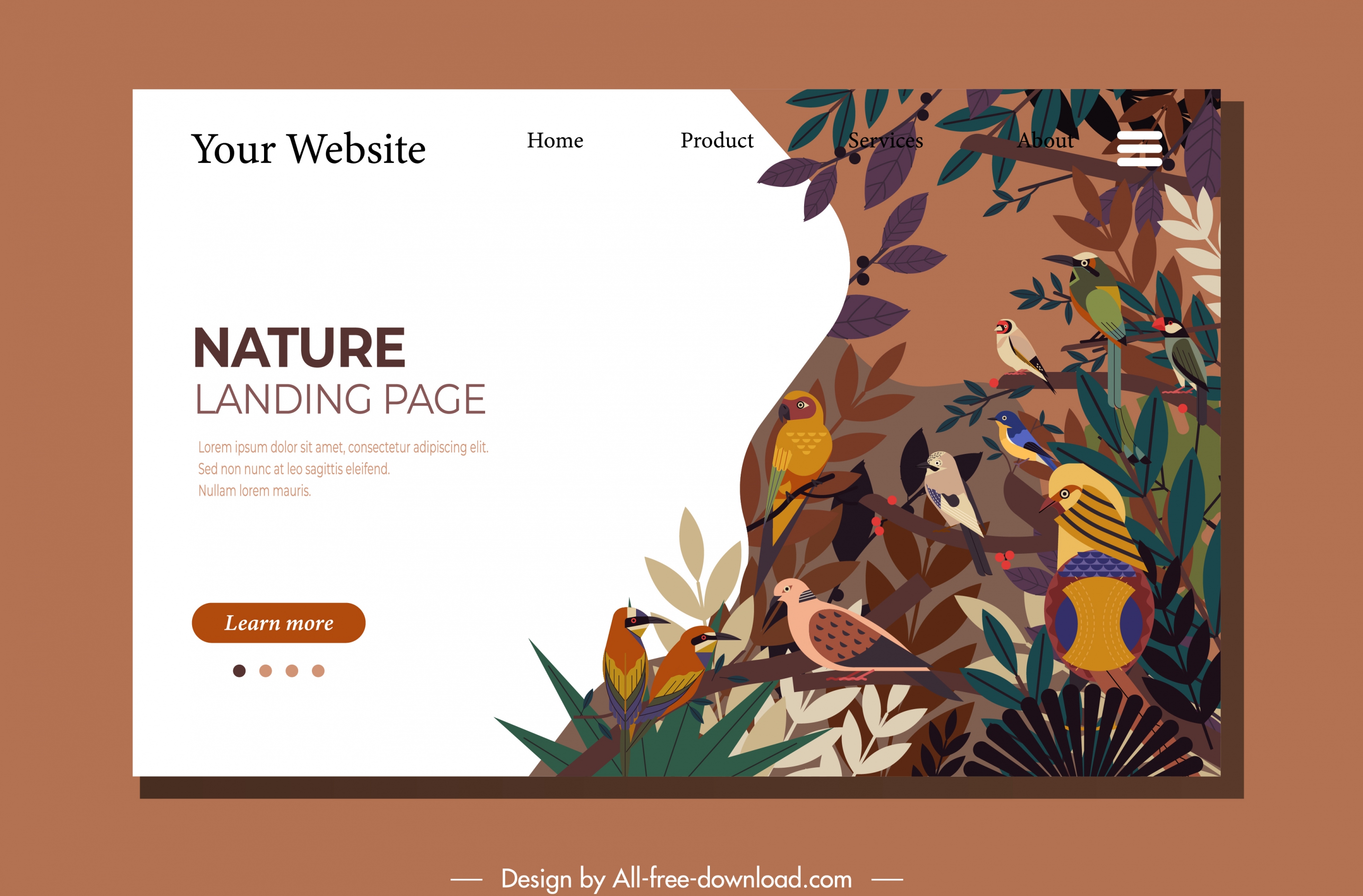 wild nature web template birds species sketch