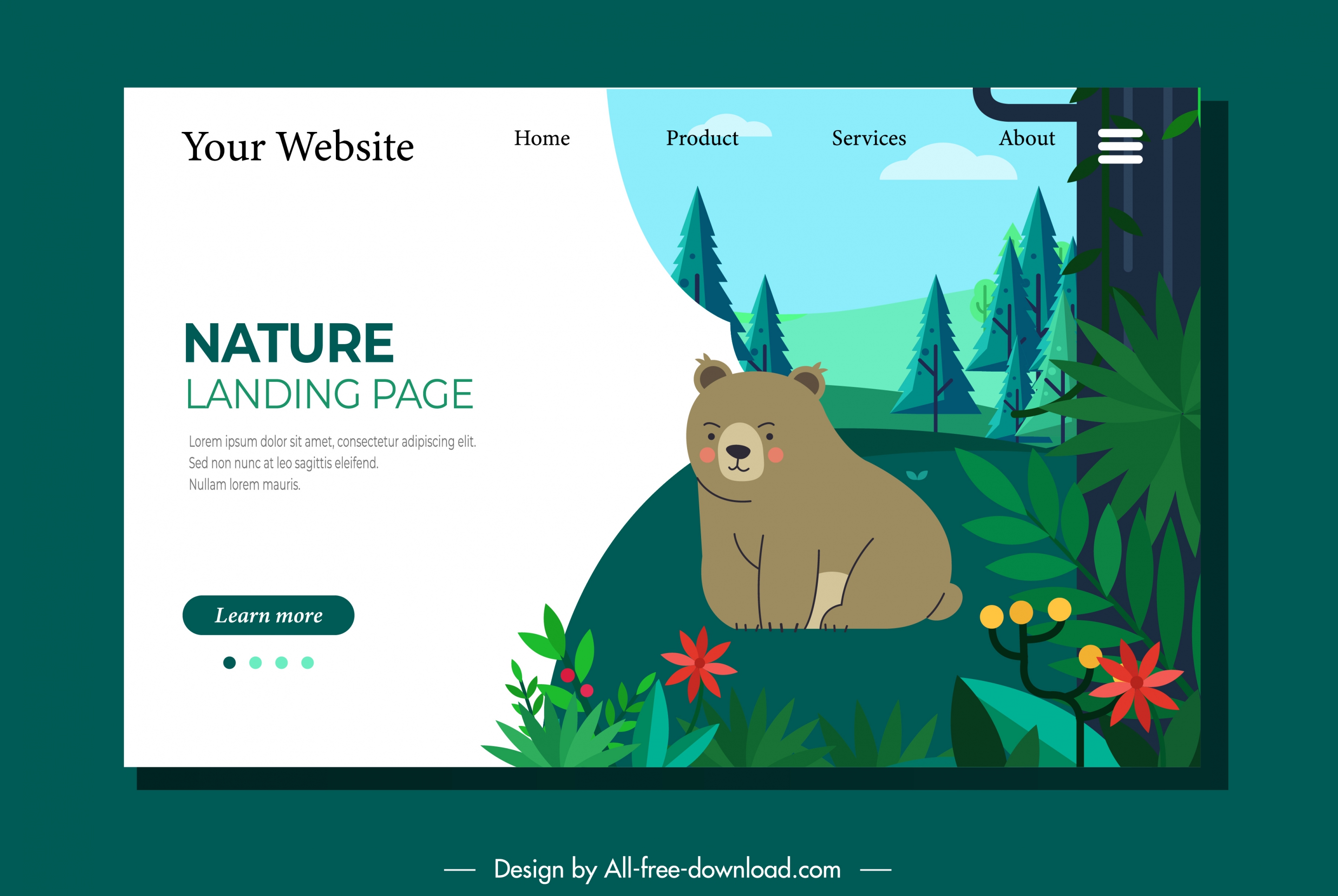 wild nature website template bear forest sketc