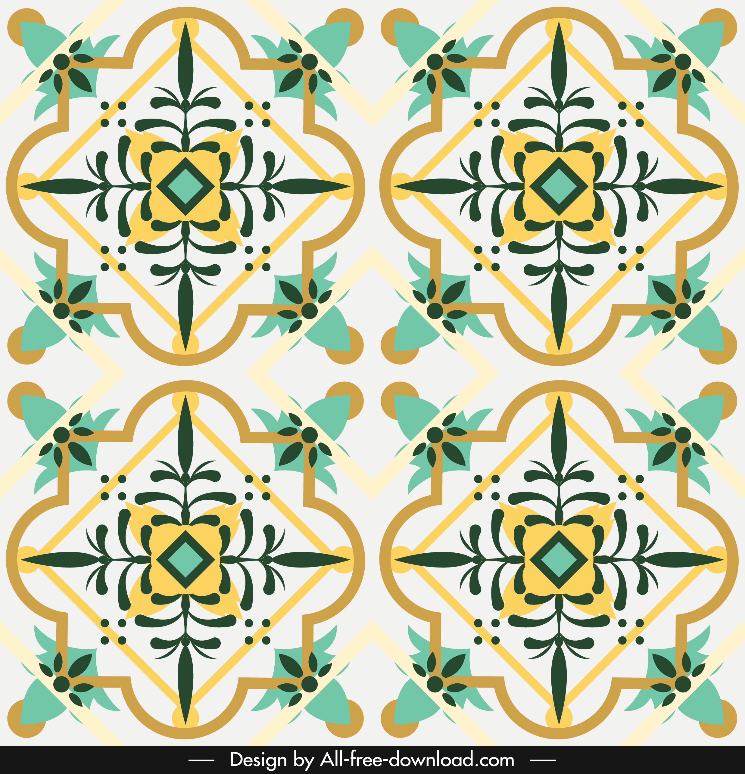 decorative pattern template classical bright colorful symmetric design