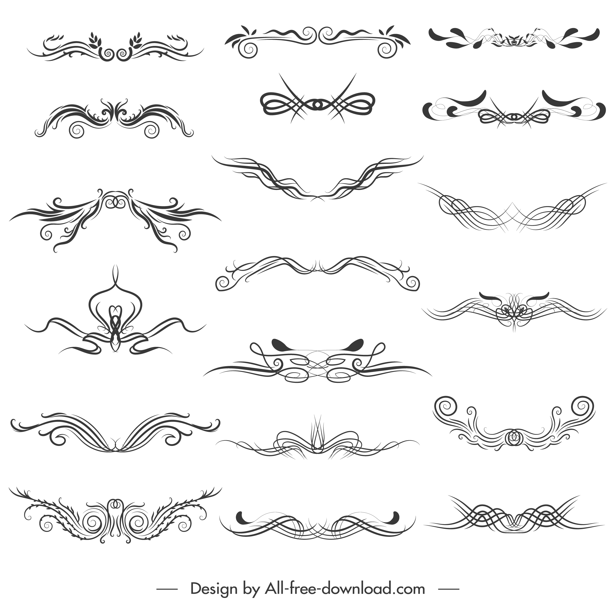 document decorative elements elegant symmetrical curves sketch