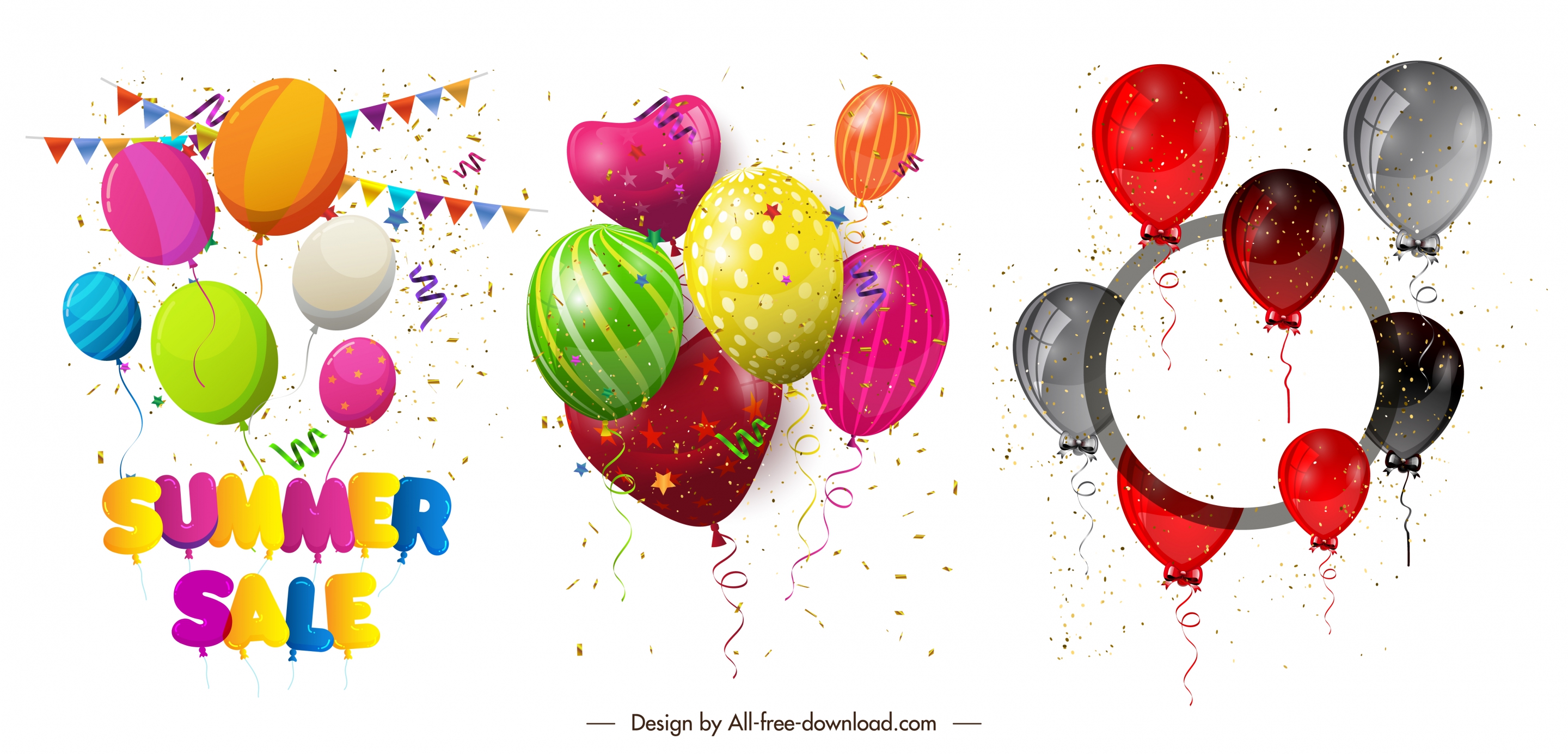 decorative balloon icons colorful eventful design